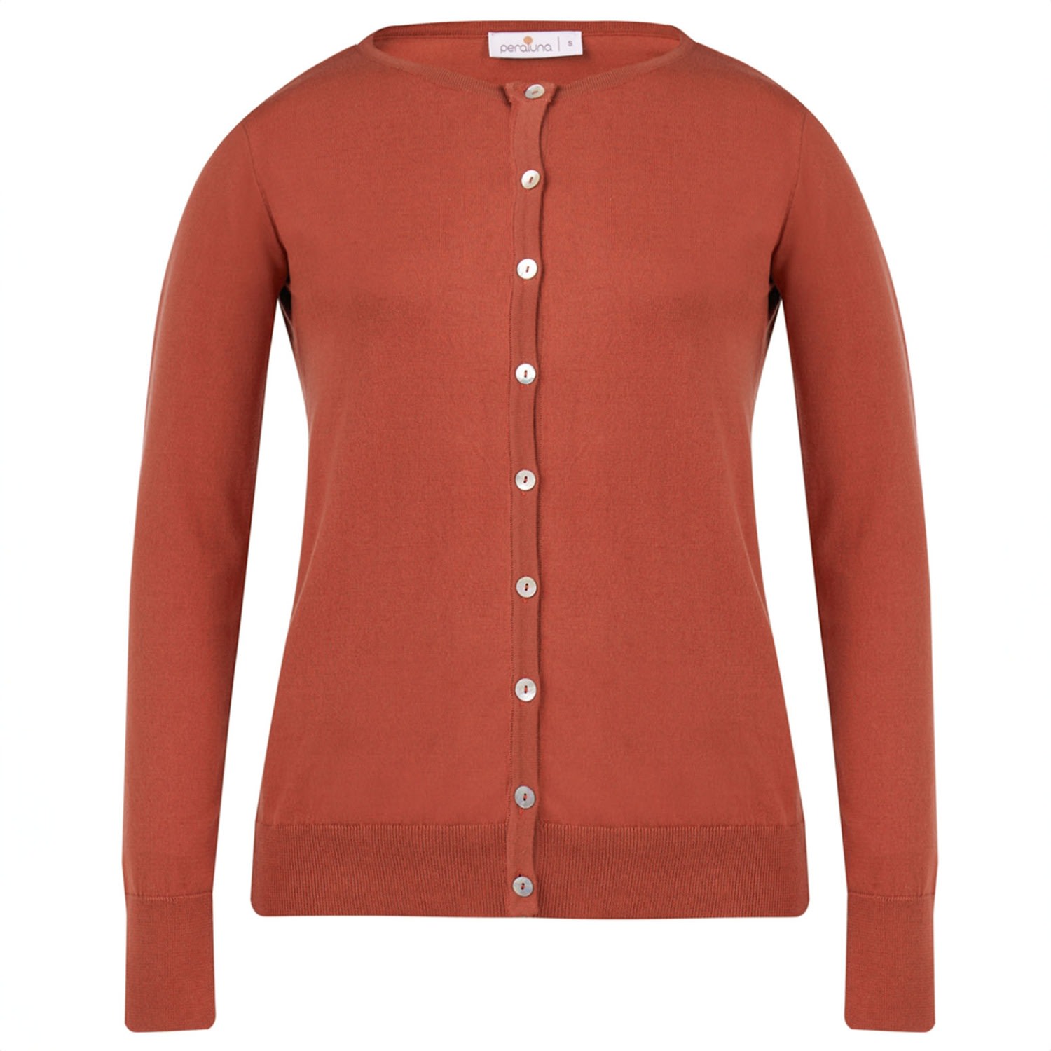 Peraluna Women's Red Mila O-neck Basic Cotton Cardigan In Tile In Red