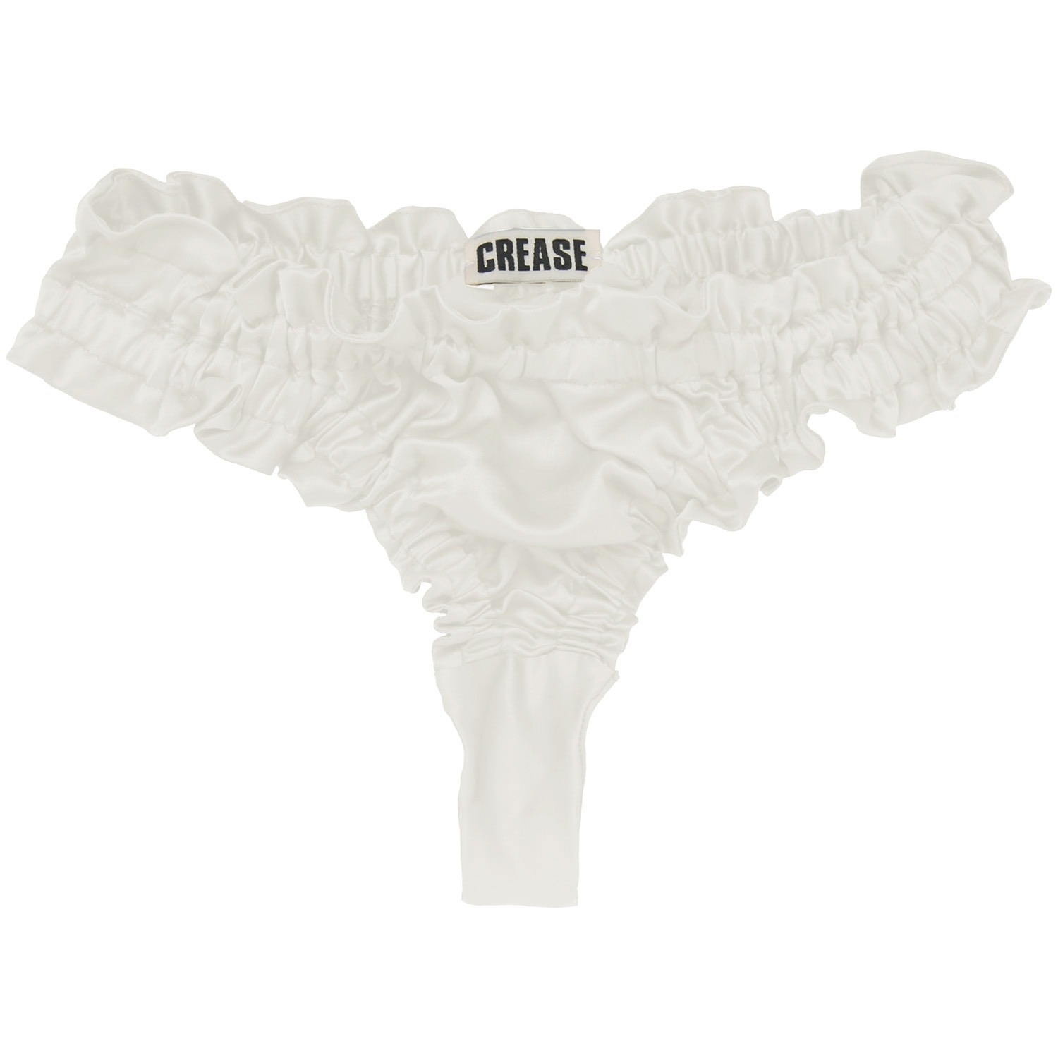 Crease Women's Silk Scalloped Thong - White In White