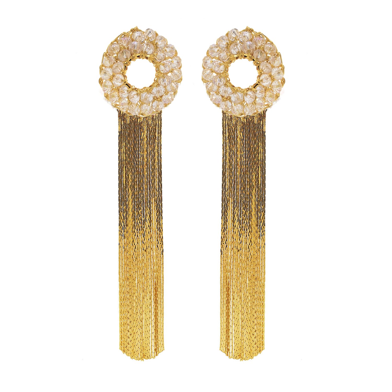 Lavish By Tricia Milaneze Women's Gold / Neutrals Clear & Gold Sadie Handmade Earrings
