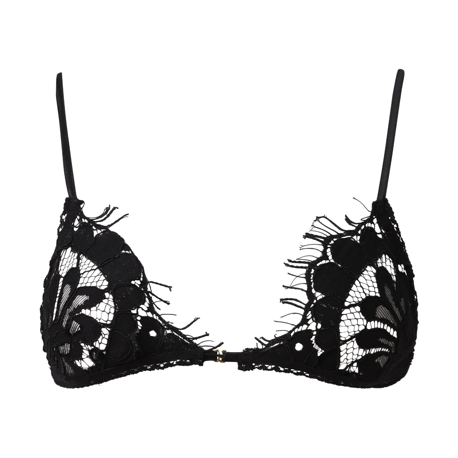 Belle-et-bonbon Women's Valentines Black Lace Super Soft Eyelash-lace Bralette With Giftwrapping Add The Thong To Ma In Black
