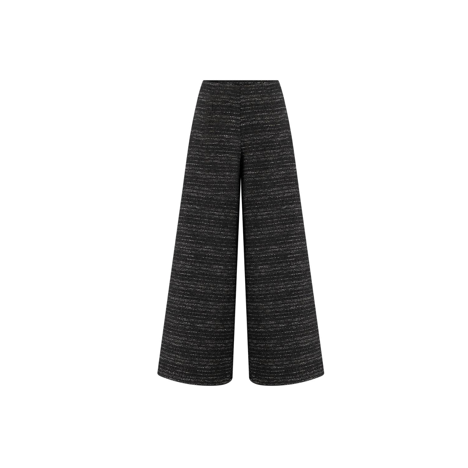 Azzalia Women's Wide Legged Tweed Pants-black In Black