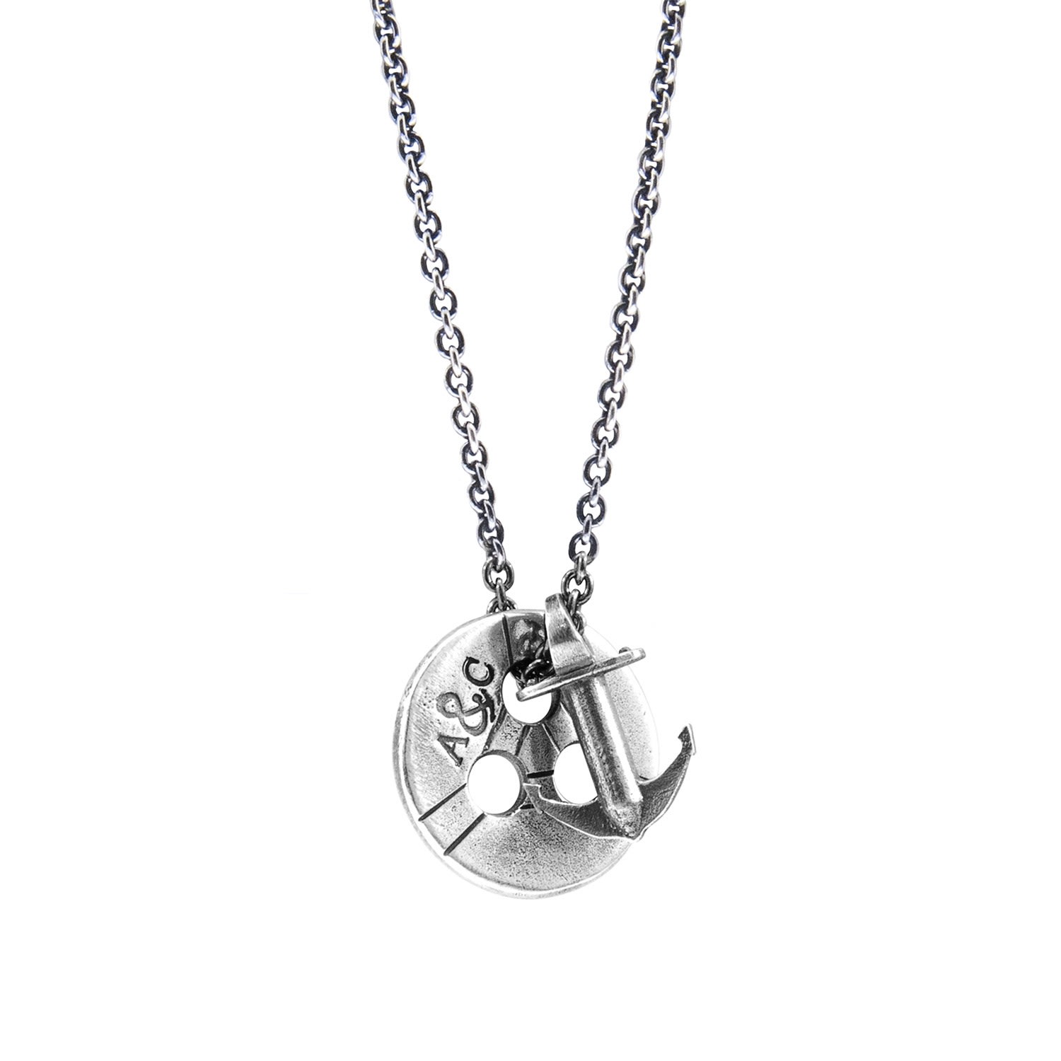 Men’s Lerwick Pulley Silver Necklace Pendant Anchor & Crew