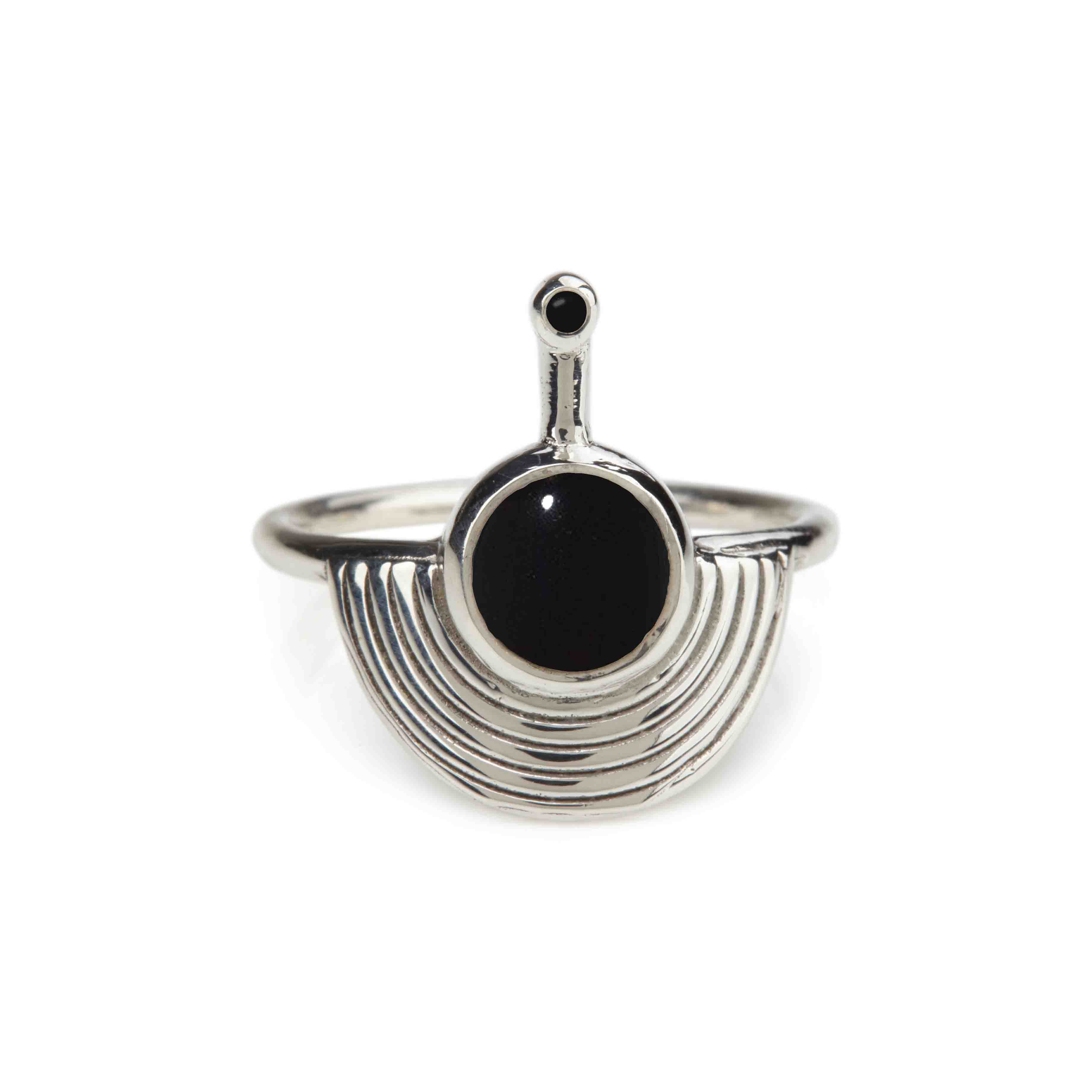 Women’s Black / Silver Interstellar Ring Silver Black Onyx Rachel Entwistle Jewellery