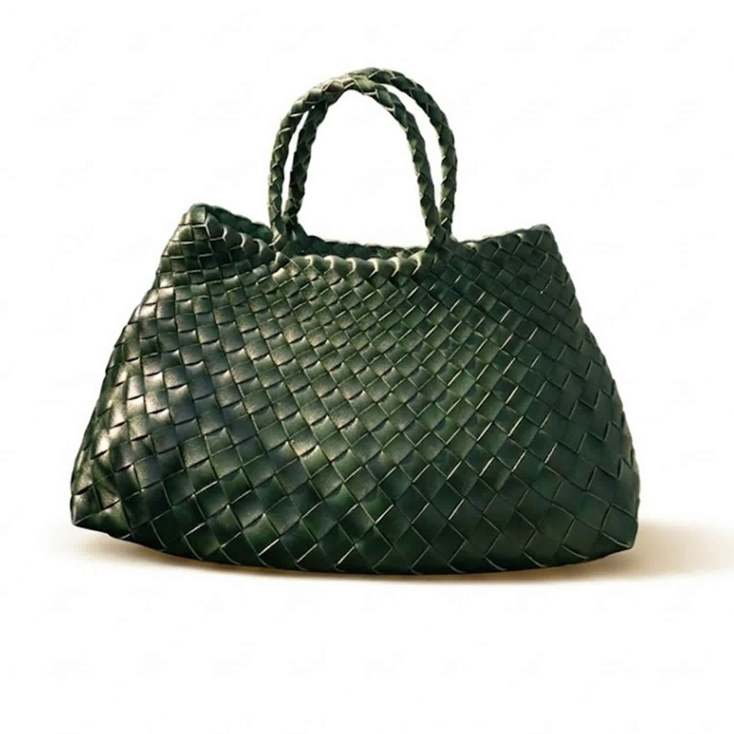 Woven Vegan Leather Tote 'Elisabetta' - Green | RIMINI | Wolf & Badger