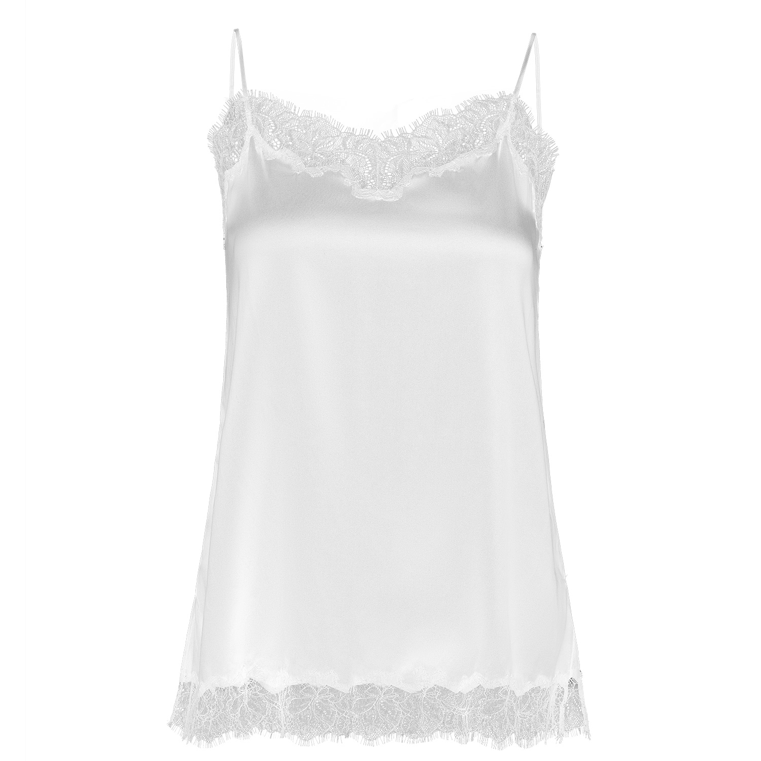 Manito Women's Latica Lace Silk Camisole Top - White In White