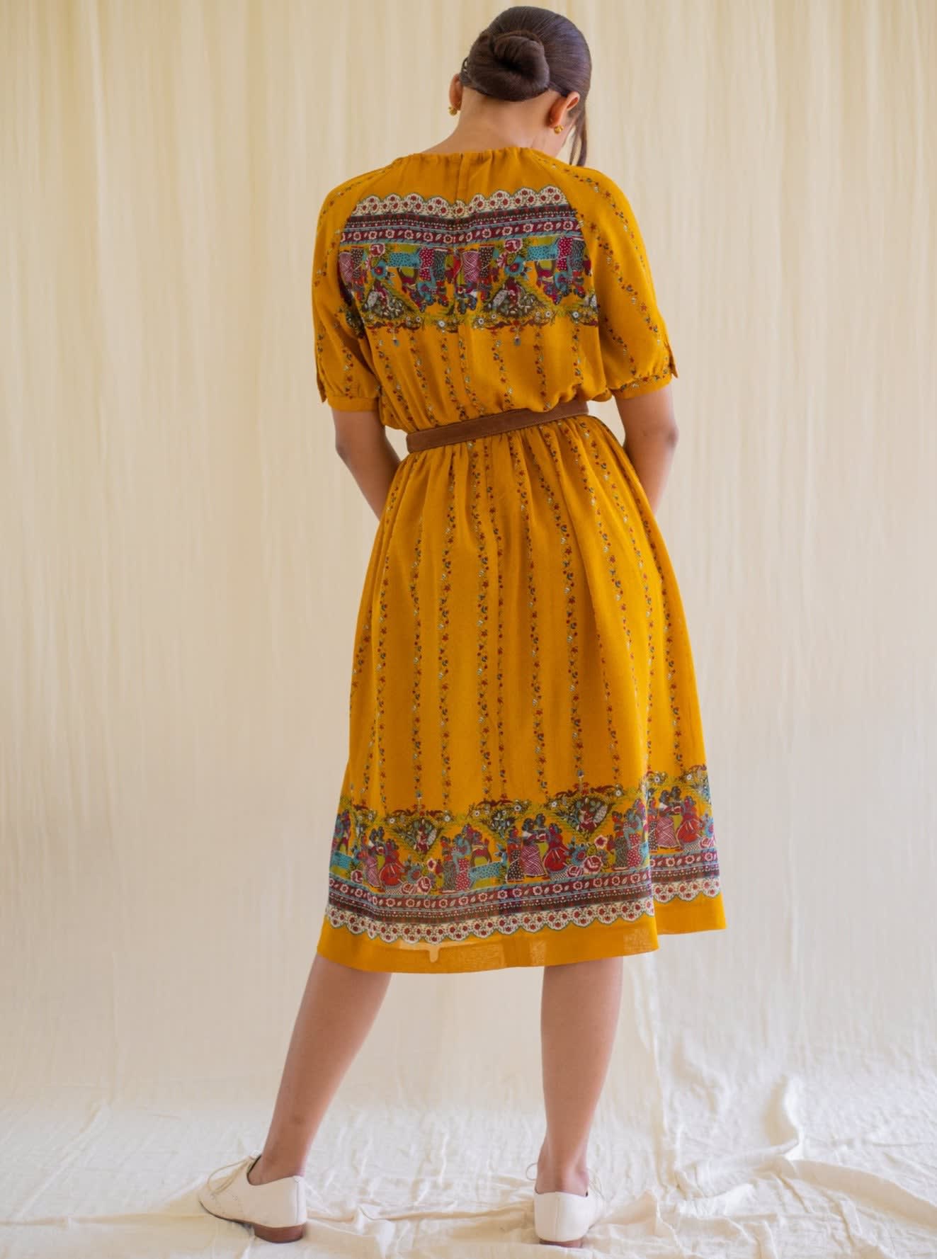 Mustard yellow vintage dress sales