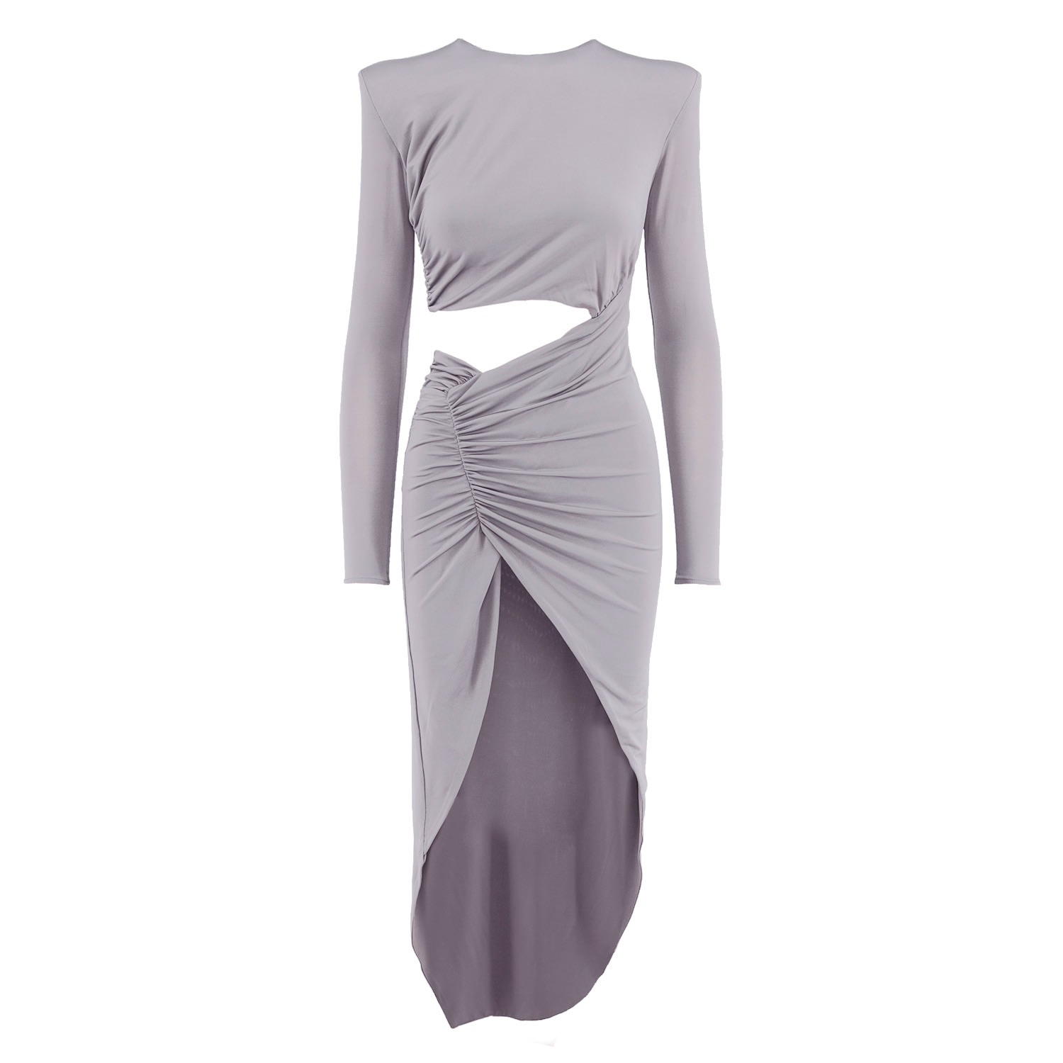 Bluzat Women's Grey Asymmetrical Dress With Cut-out Effect In Grey