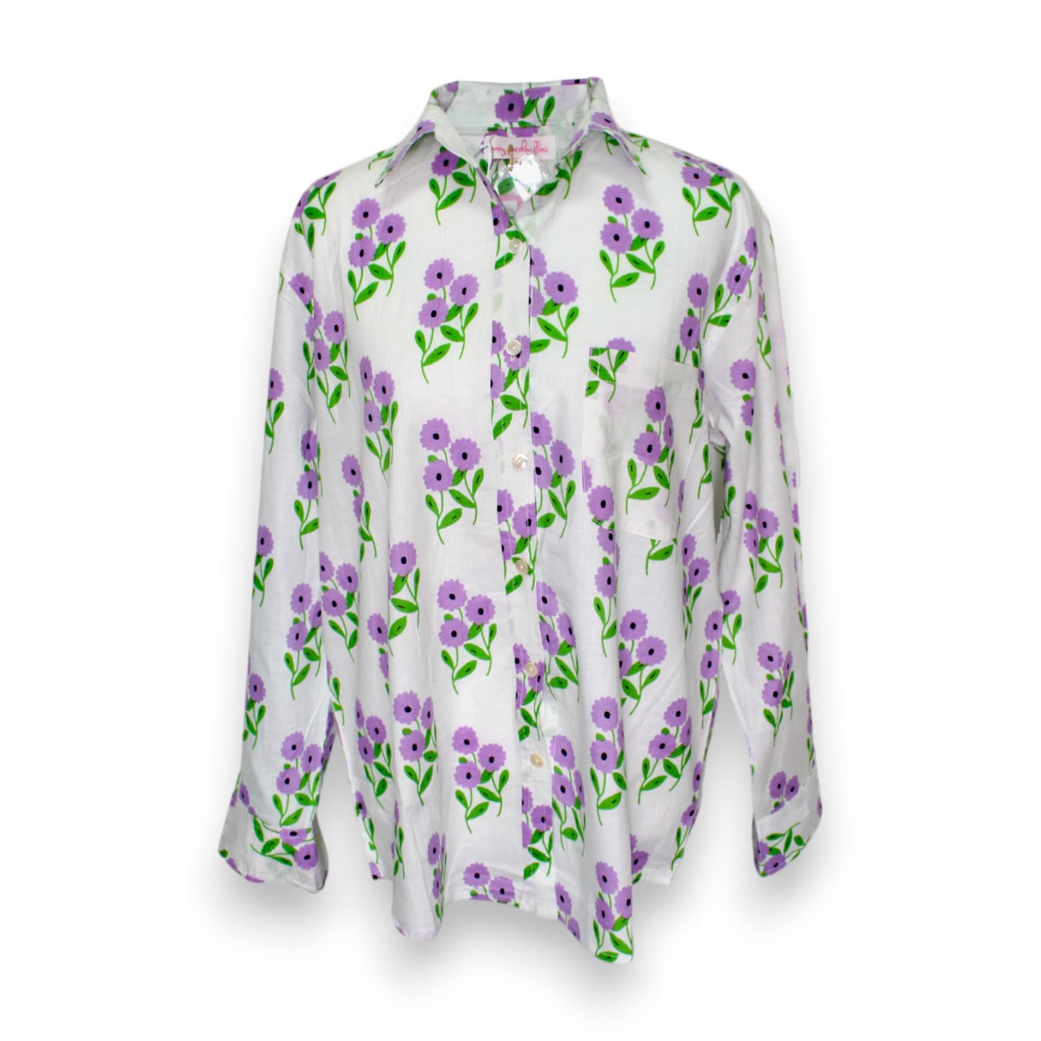 Women&rsquo;s Purple Boyfriend Shirt - Bunch Of Daisies - Lavender | Extra Large | Mary Marshmallow