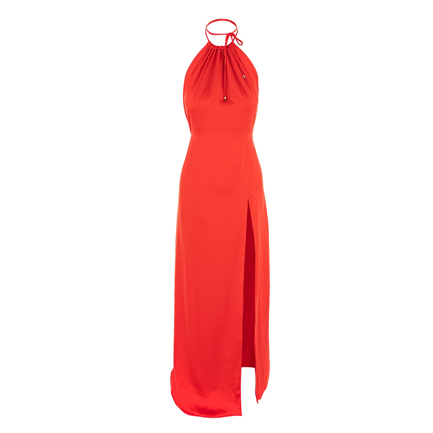 Seville Satin Maxi Dress In Red by ROSERRY