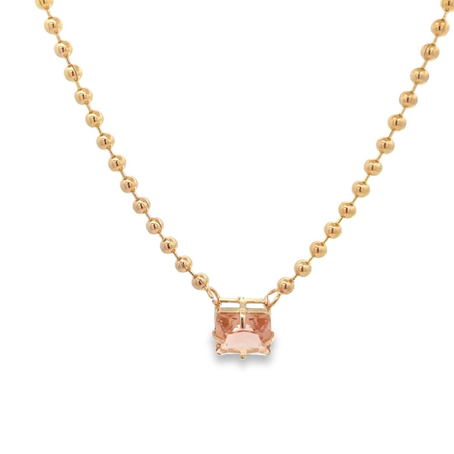 Shymi Women's Pink / Purple / Gold Beaded Ball Gem Necklace - Pink Square