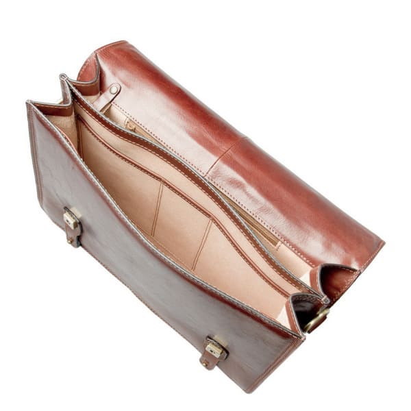 MAXWELL SCOTT BAGS Luxury Italian Leather Men's Business Satchel Briefcase Battista Dark Chocolate Brown
