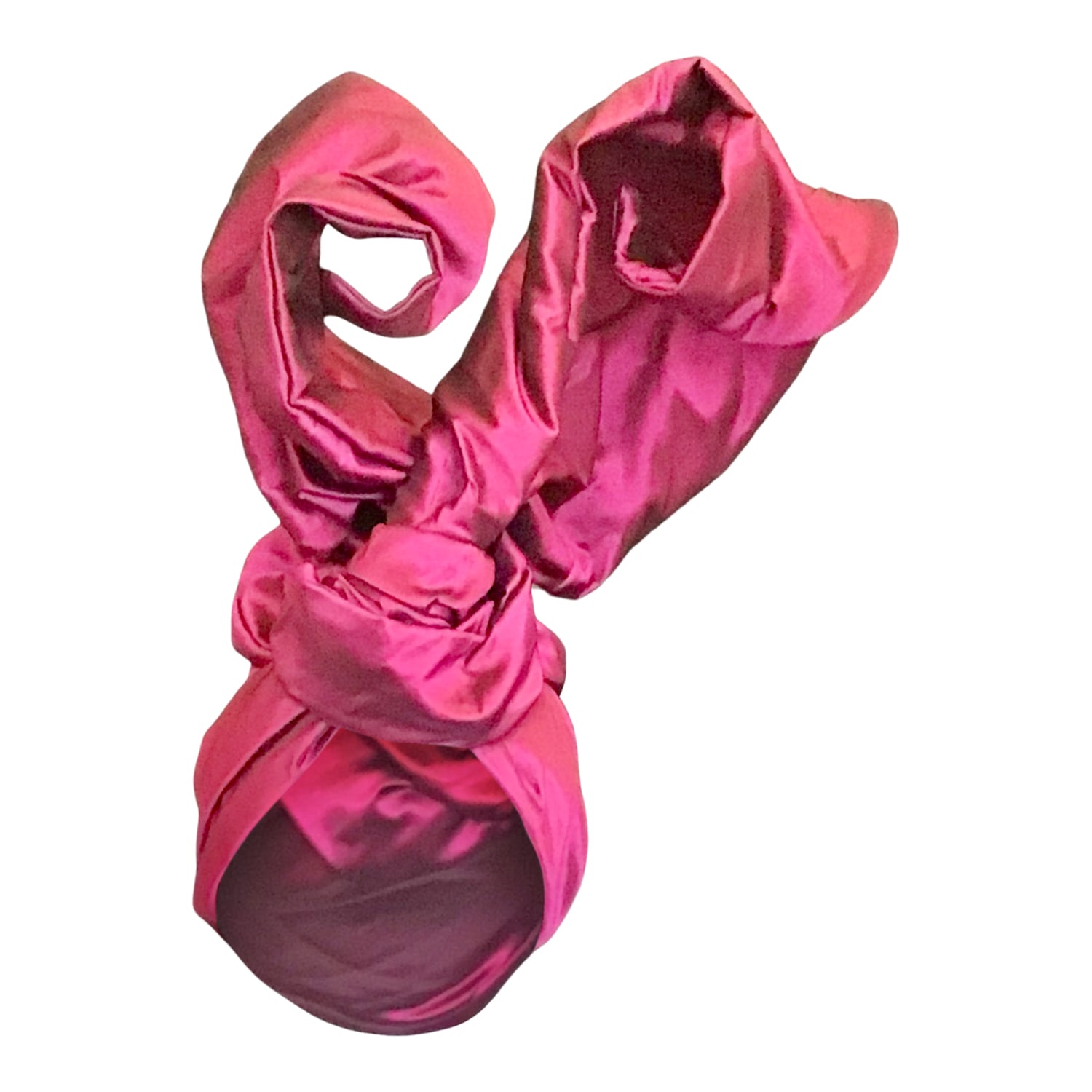 Romer Millinery Women's Pink Twisturban Turban In Xl Crescent Shaped Claret Silk Shantung In Pink