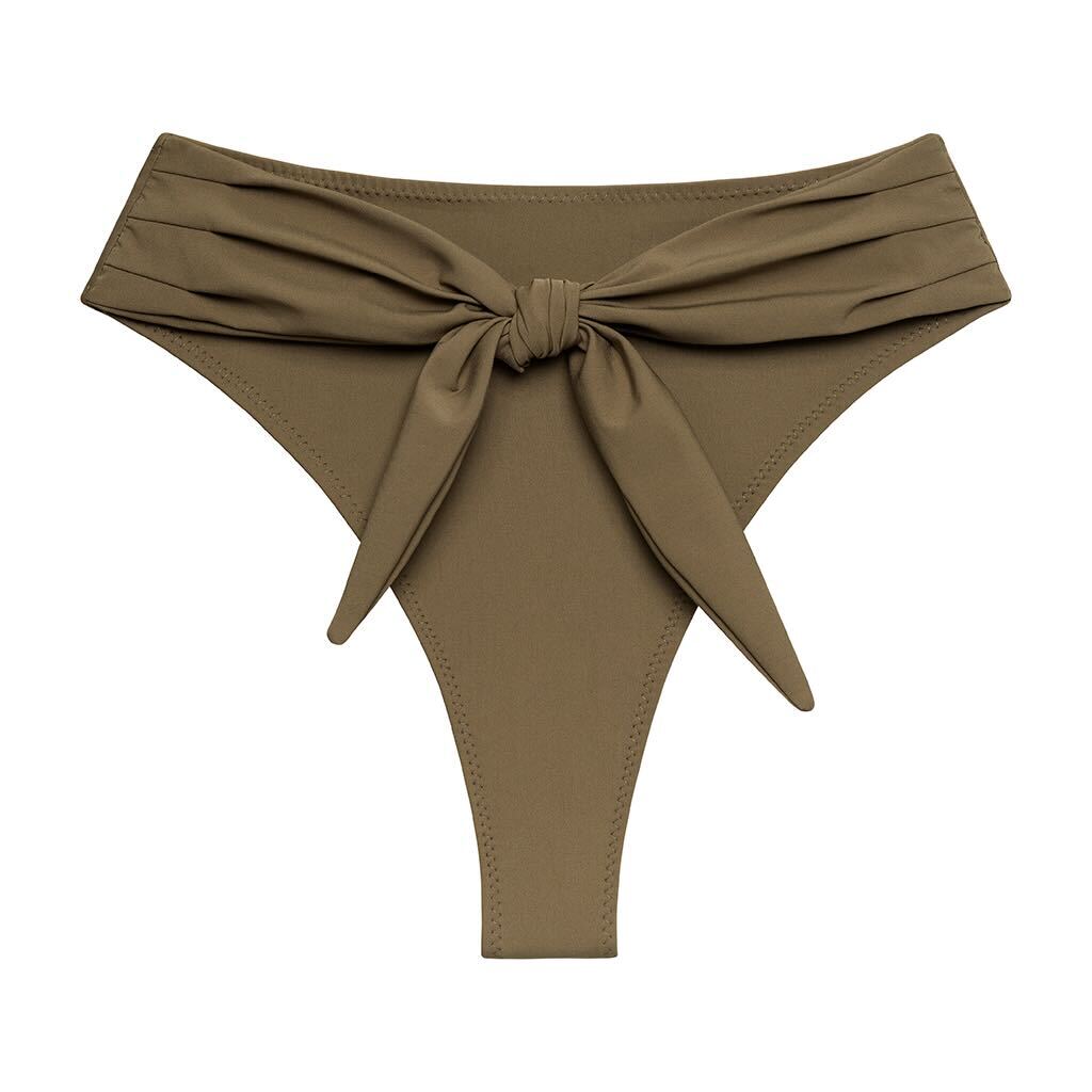 Montce Paula Tie Front High Waist Bikini Bottoms In Green