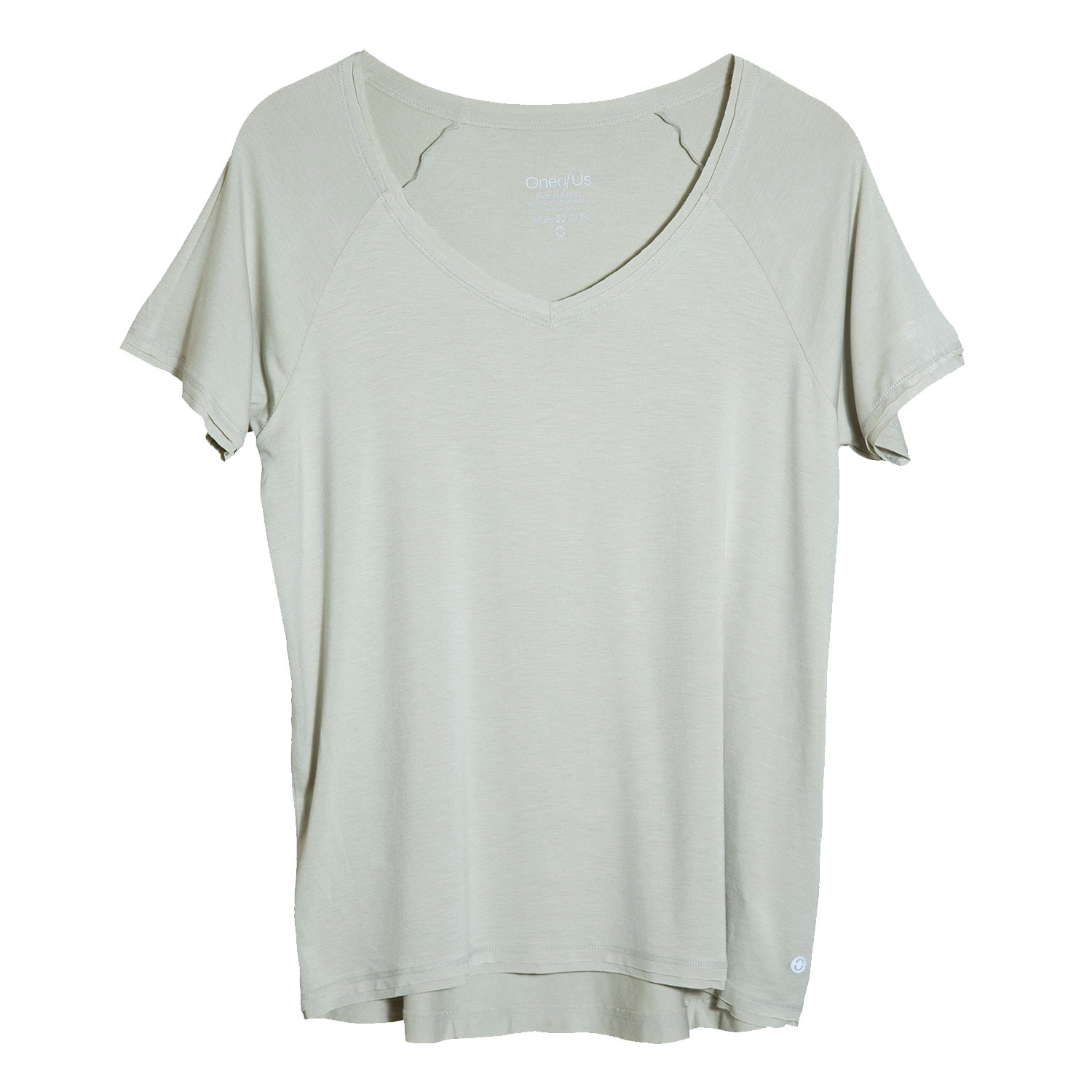 One Of Us Women's Green Dennis Helps Maya V Neck Raw Edge T-shirt - Sage In Green