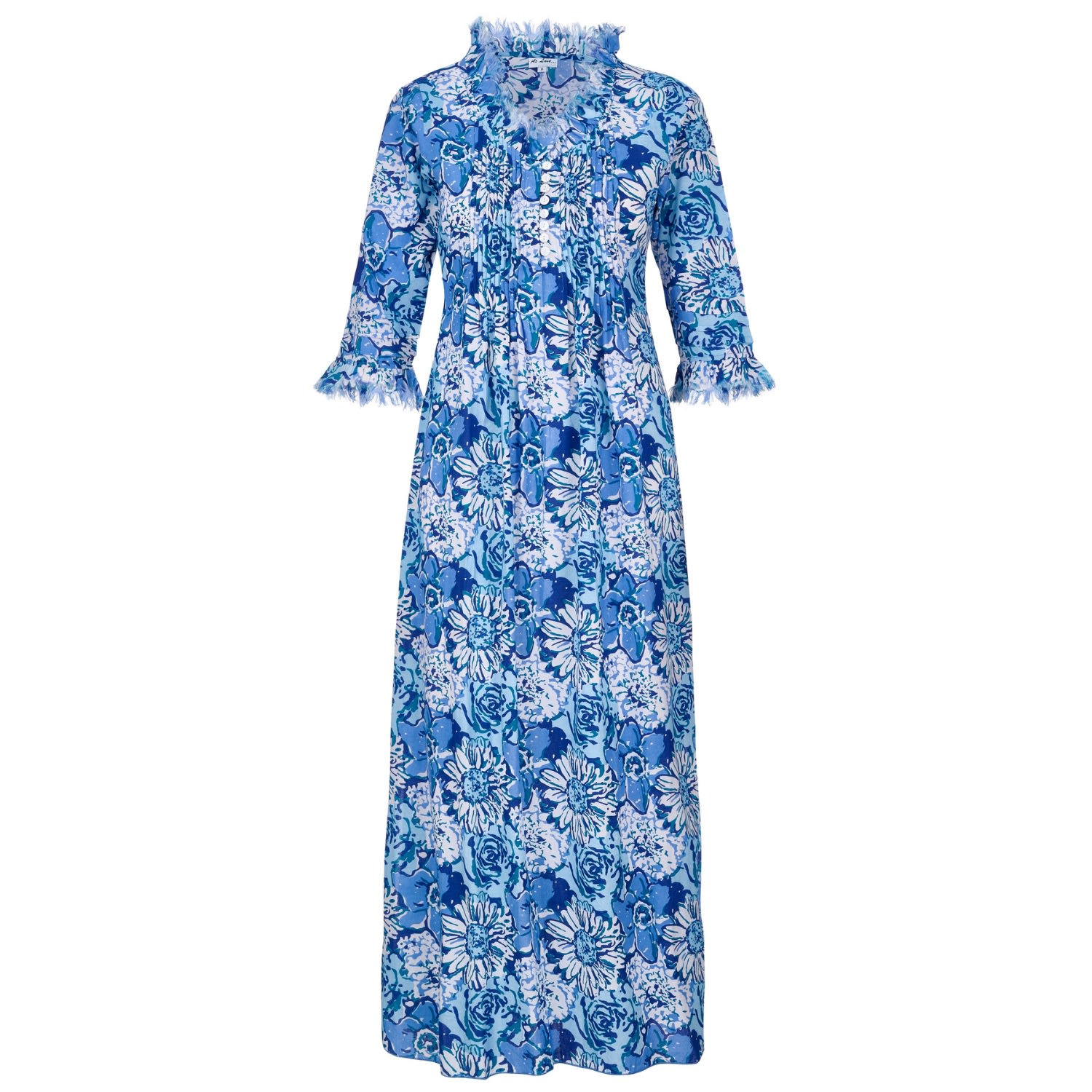 Women’s Cotton Annabel Maxi Dress In Blue Seas & White Floral Small At Last...