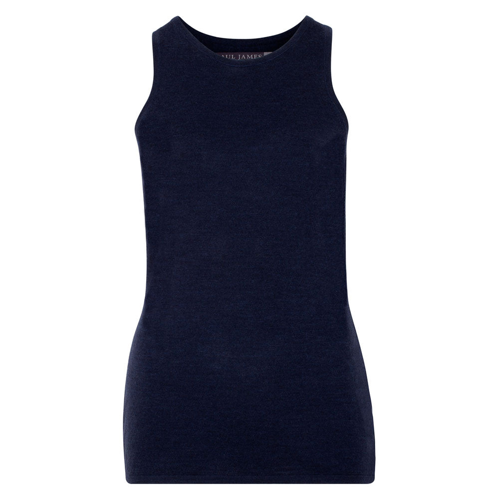 Blue Womens Midweight Merino Activewear Training Asteria Vest - Navy Blazer Small Paul James Knitwear