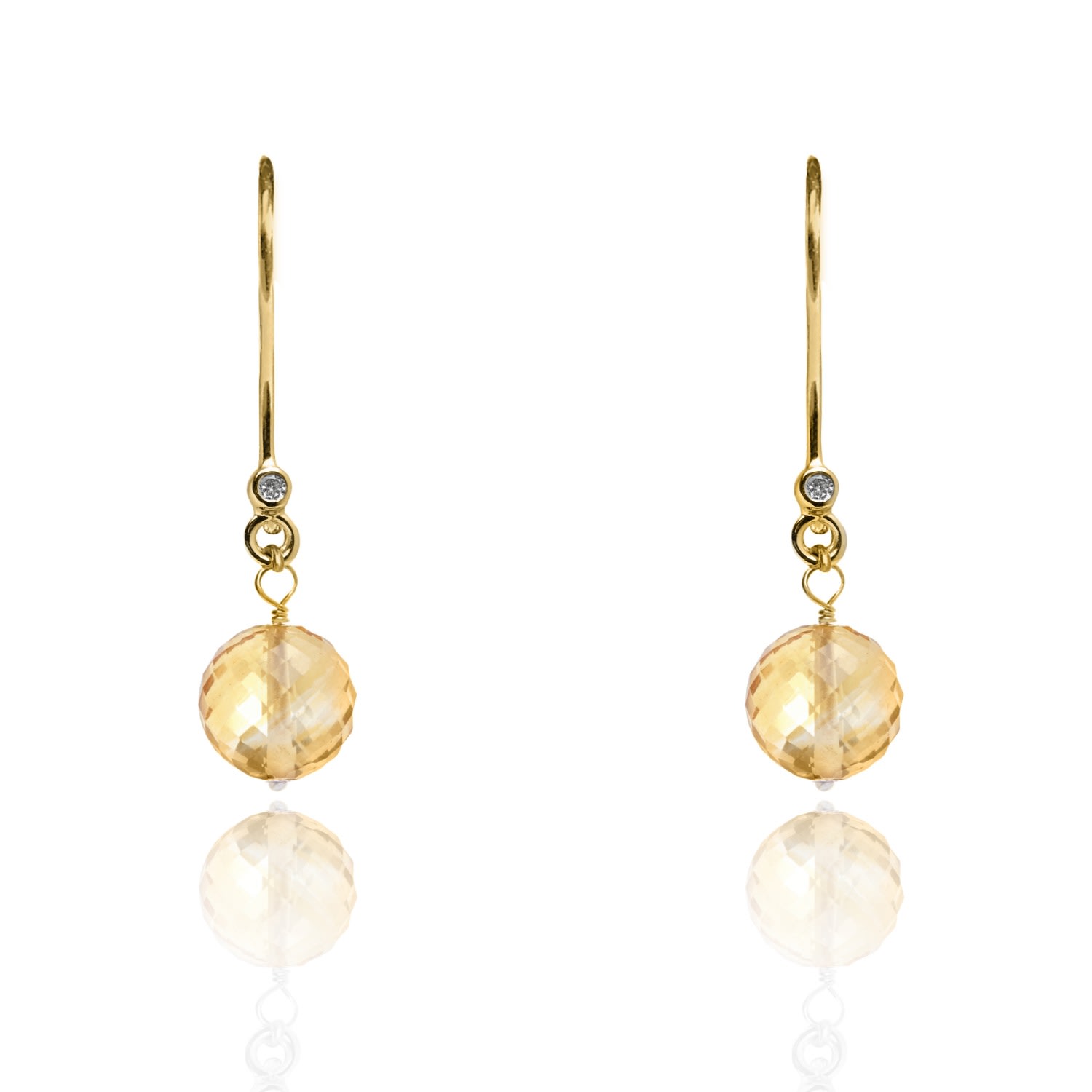 Kaizarin Women's Yellow Topaz Dangly Earrings November Birthstone In Yellow