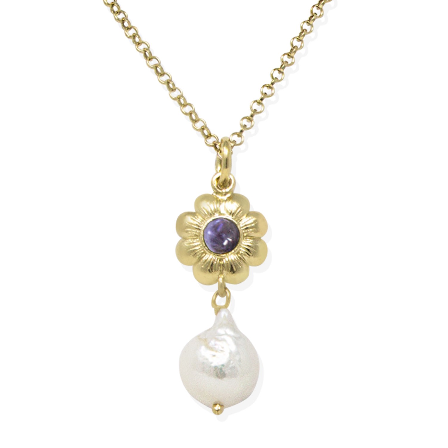 Vintouch Italy Women's Blue Mini Flower Gold-plated Iolite Necklace In Blue