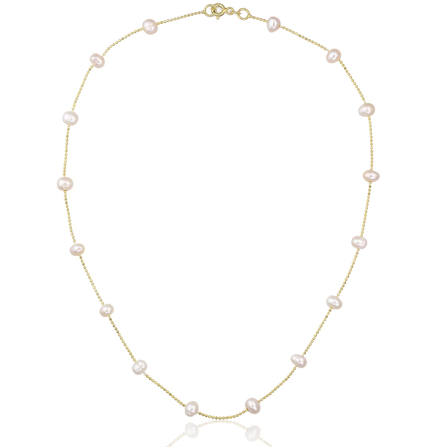 Obsidian Women's Gold In Between Pearls Necklace In Gray