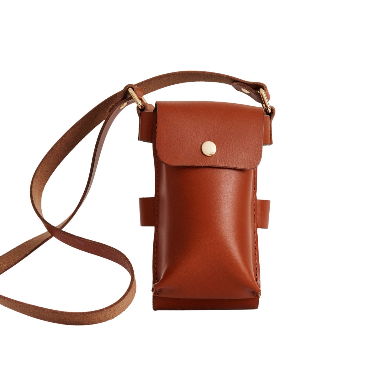 Vida Vida Women's Brown Leather Water Bottle And Phone Holder Tan