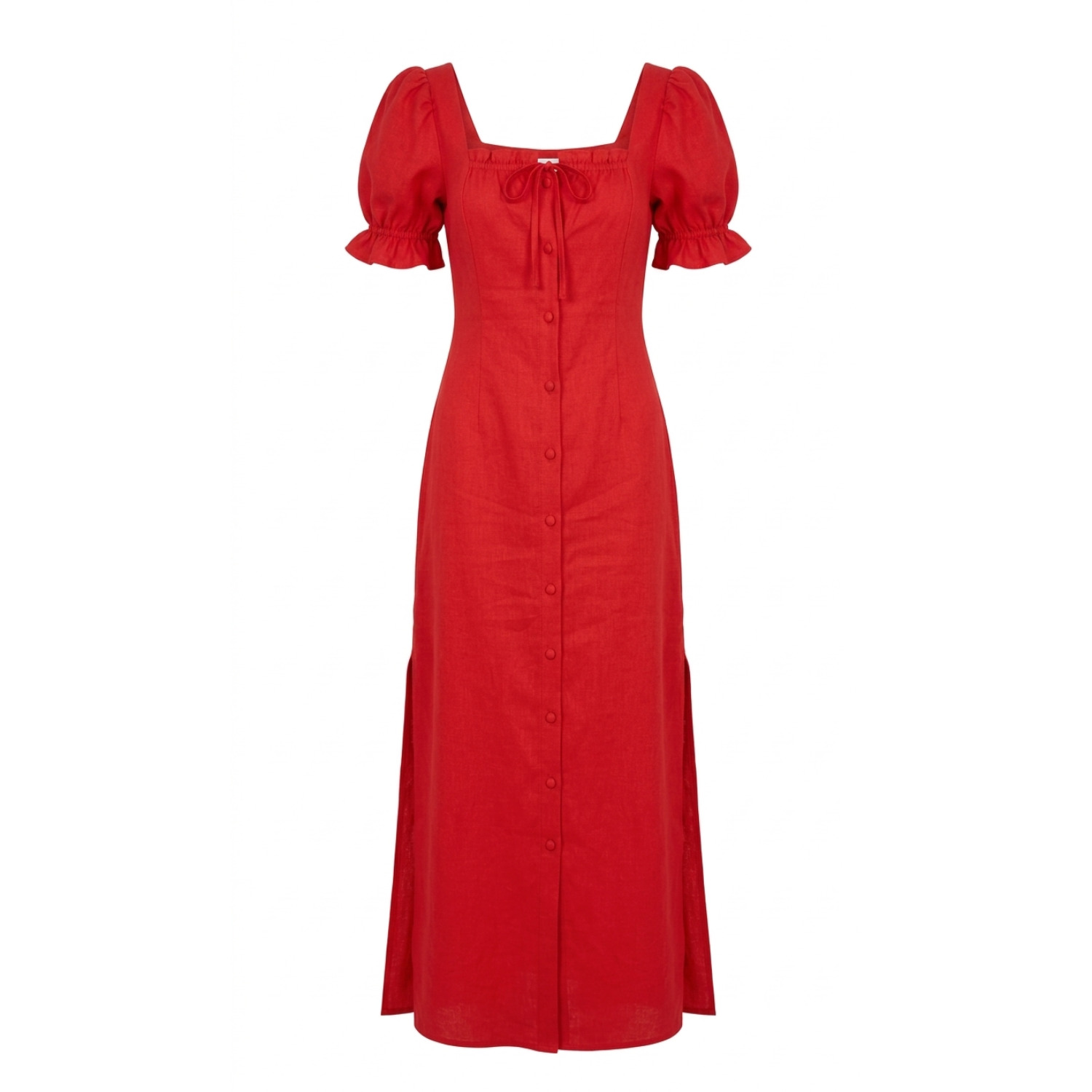 Women's Red Button-Down Front With Side Slits Dress | Large | Ashita Fernandes