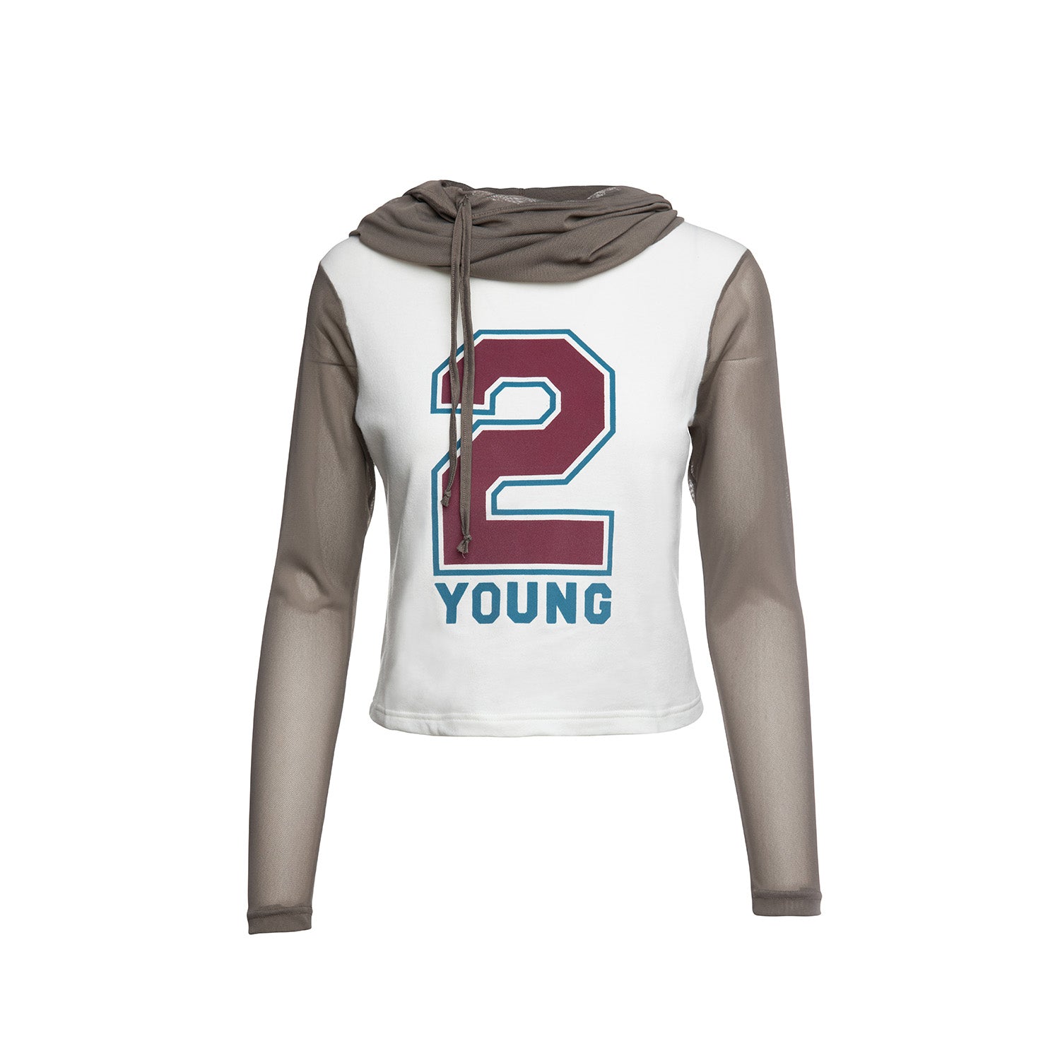 Conquista Women's Neutrals Sporty Hooded Crop Top