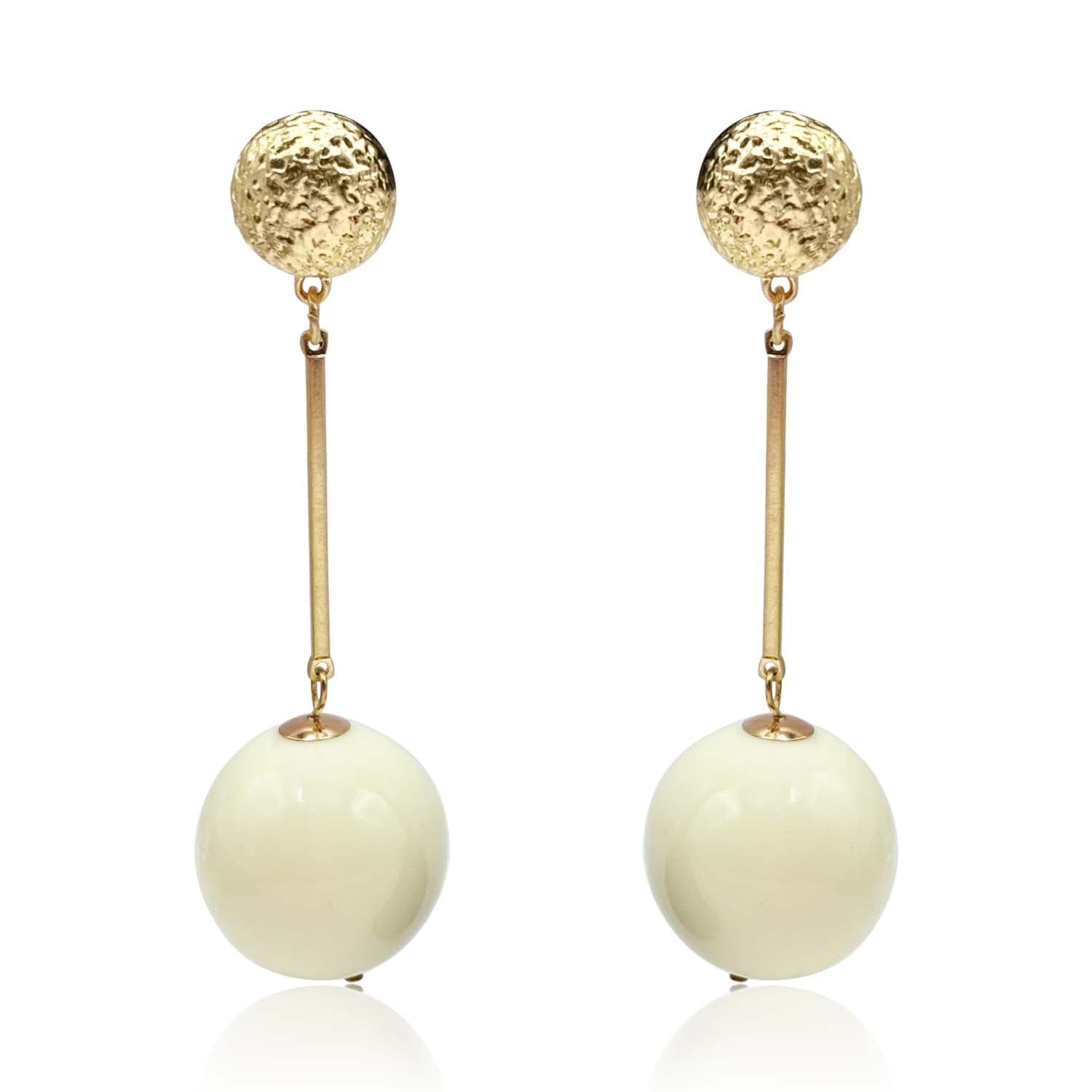 Michael Nash Jewelry Women's White Ivory And Gold Ball Drop Earrings