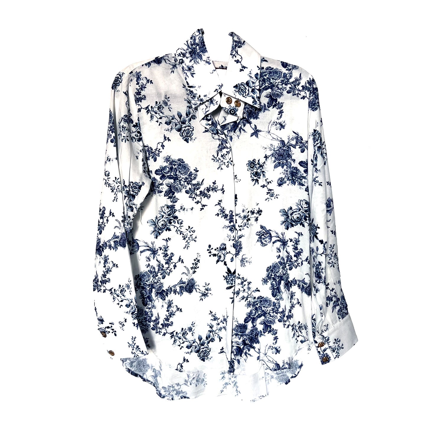 L2r The Label Women's Blue / White Fadwa Open Back Shirt In White & Blue In Blue/white