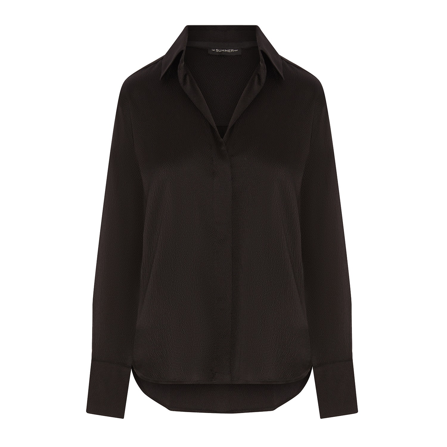 The Summer Edit Women's Ava Hammered Silk Shirt -  Black In Black