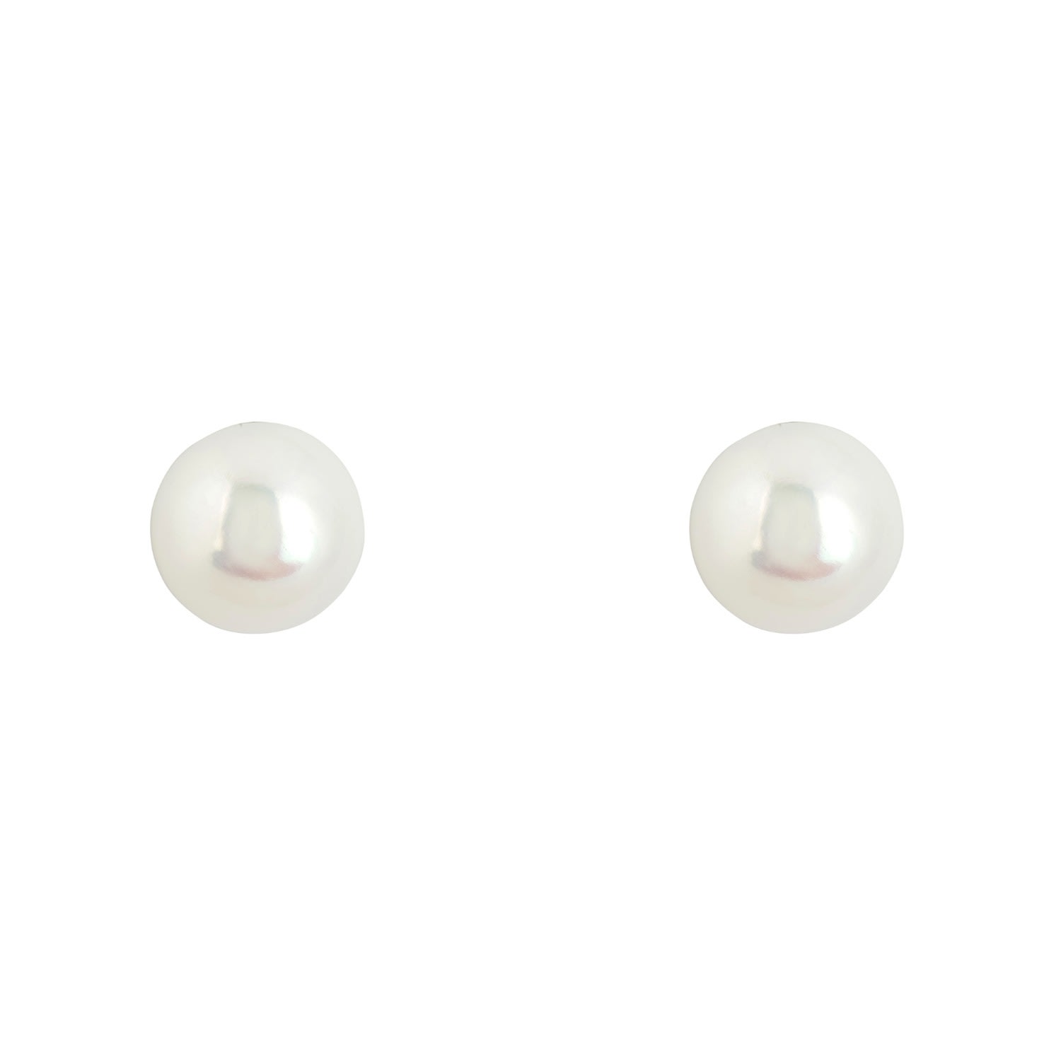 Latelita Women's Silver / White Solid 14k White Gold 8mm Classic Natural Pearl Stud Earrings In Multi