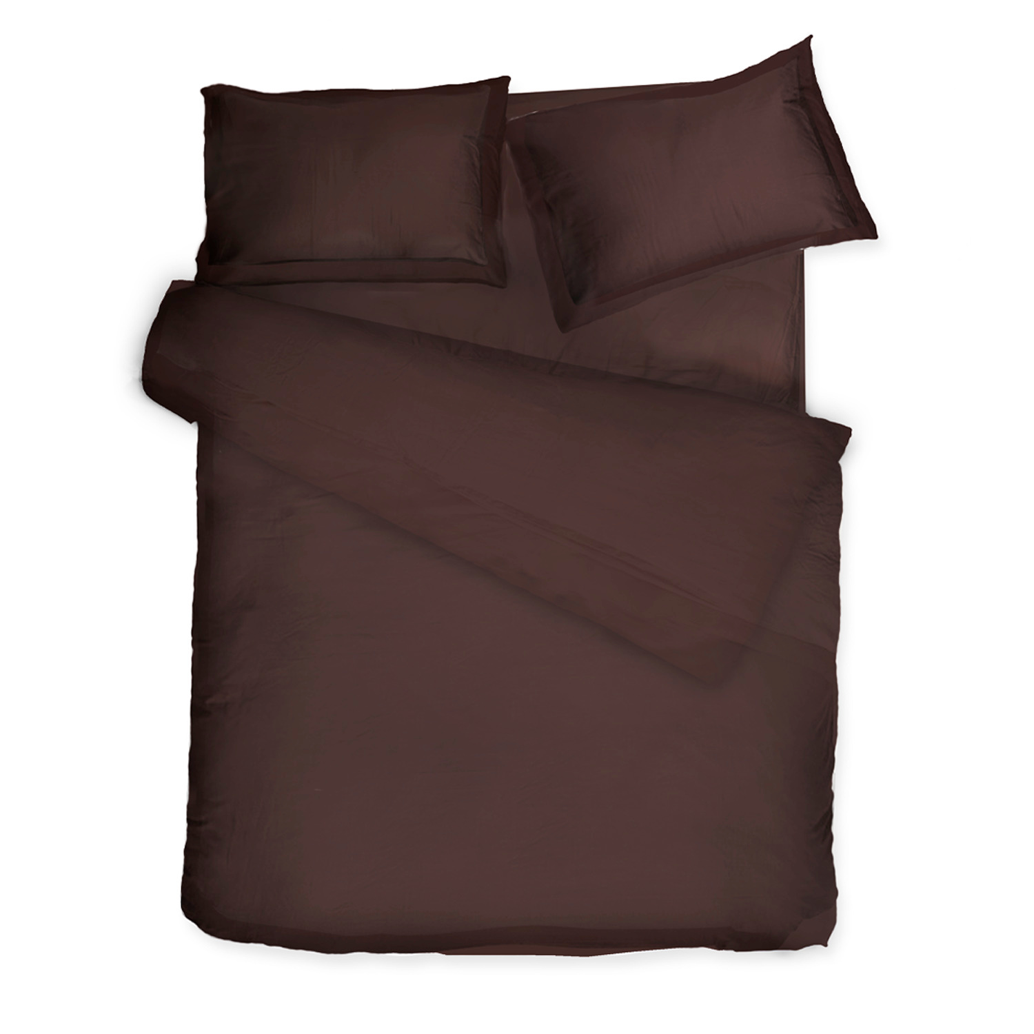 Decoflux Home Brown Cotton Bed Linen Set Solid Chocolate Oud Uk Double, Us Full In Brown