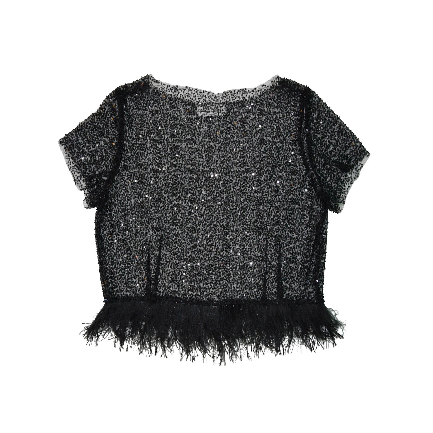 Women’s Embellished Sequinned Top In Black Medium Elisa Sanna