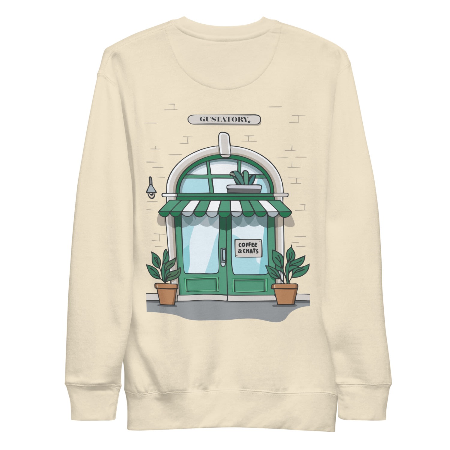 Anchor & Crew Neutrals Bone Gustatory Coffee & Chats Cotton Blend Embroidered Sweatshirt - Women In Brown/white