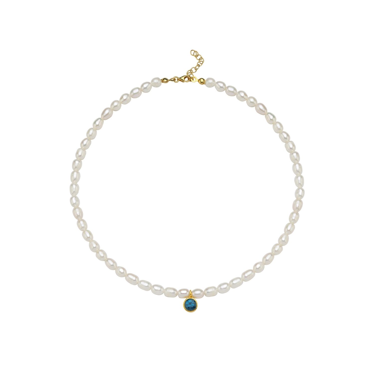 Linya Jewellery Women's Cosmic Big Pearl Zodiac Necklace Blue Birthtone In Blue