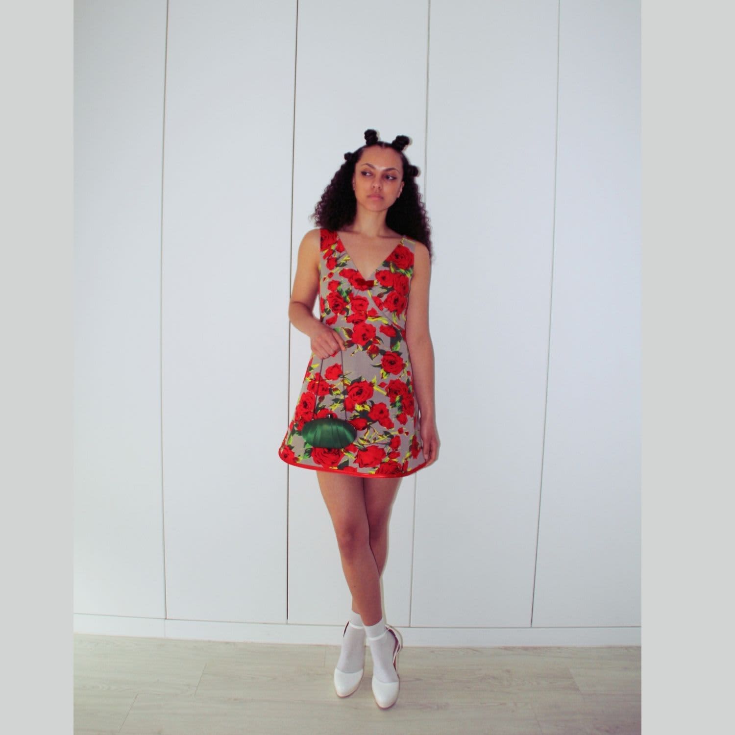 mod mini dress 1960's Vintage White Fuzzy Snowball With its soft light blue tone and playful geometric texture UO Mod-Ern Wide Belted Drop