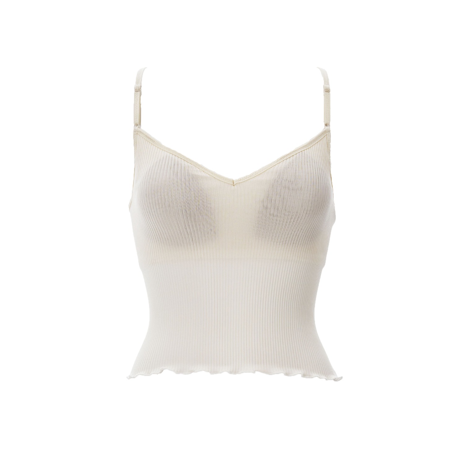 Aromatique Women's White Ribbed Silk Cropped Camisole - Ecru In Neutral