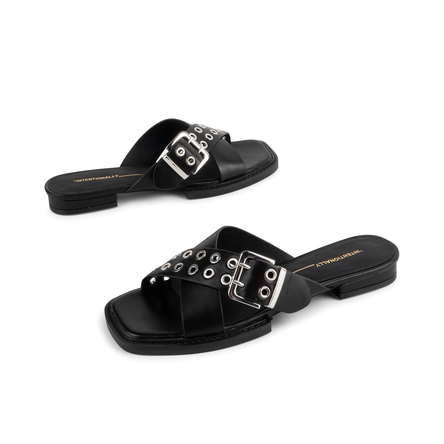Intentionally Blank Women's Clipz Leather Sandal-black In Black