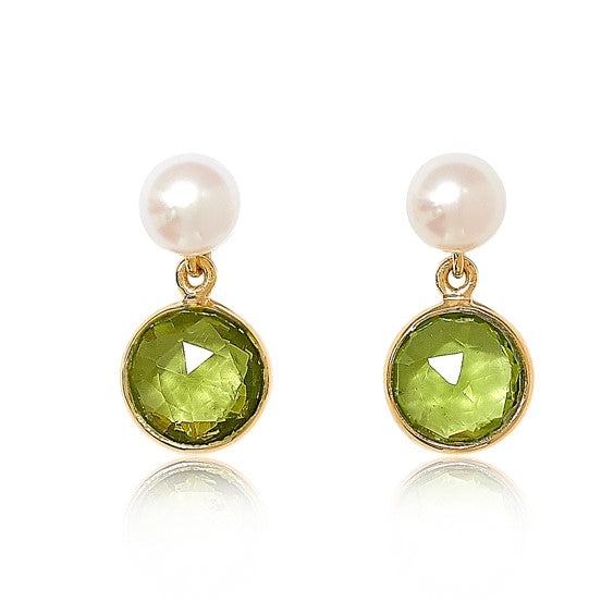 Women’s Green / White Nova Peridot & Cultured Freshwater Pearl Drop Earrings Pearls of the Orient Online