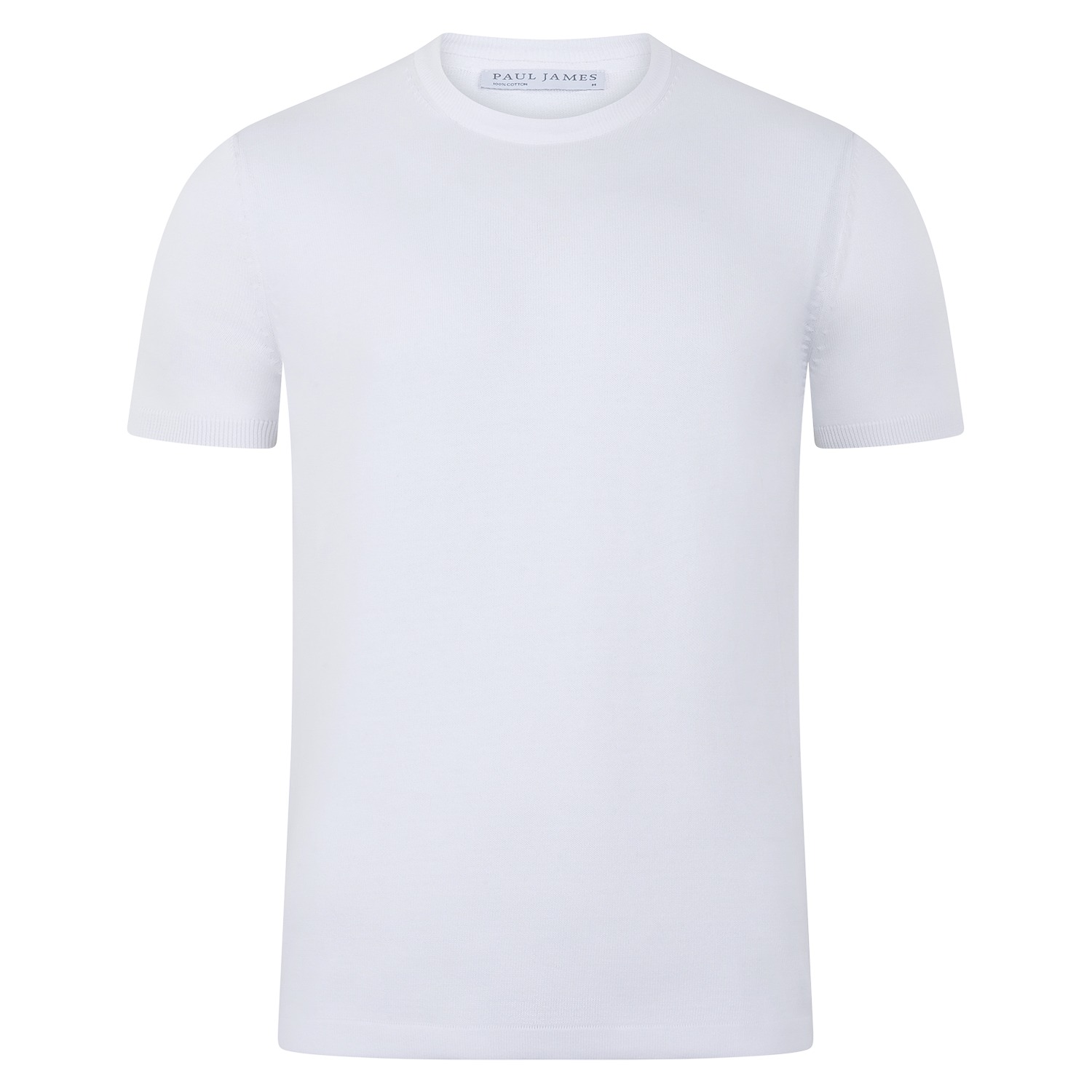 Paul James Knitwear Mens Ultra Fine Cotton Eduardo Knitted Pocket T-shirt - White In White