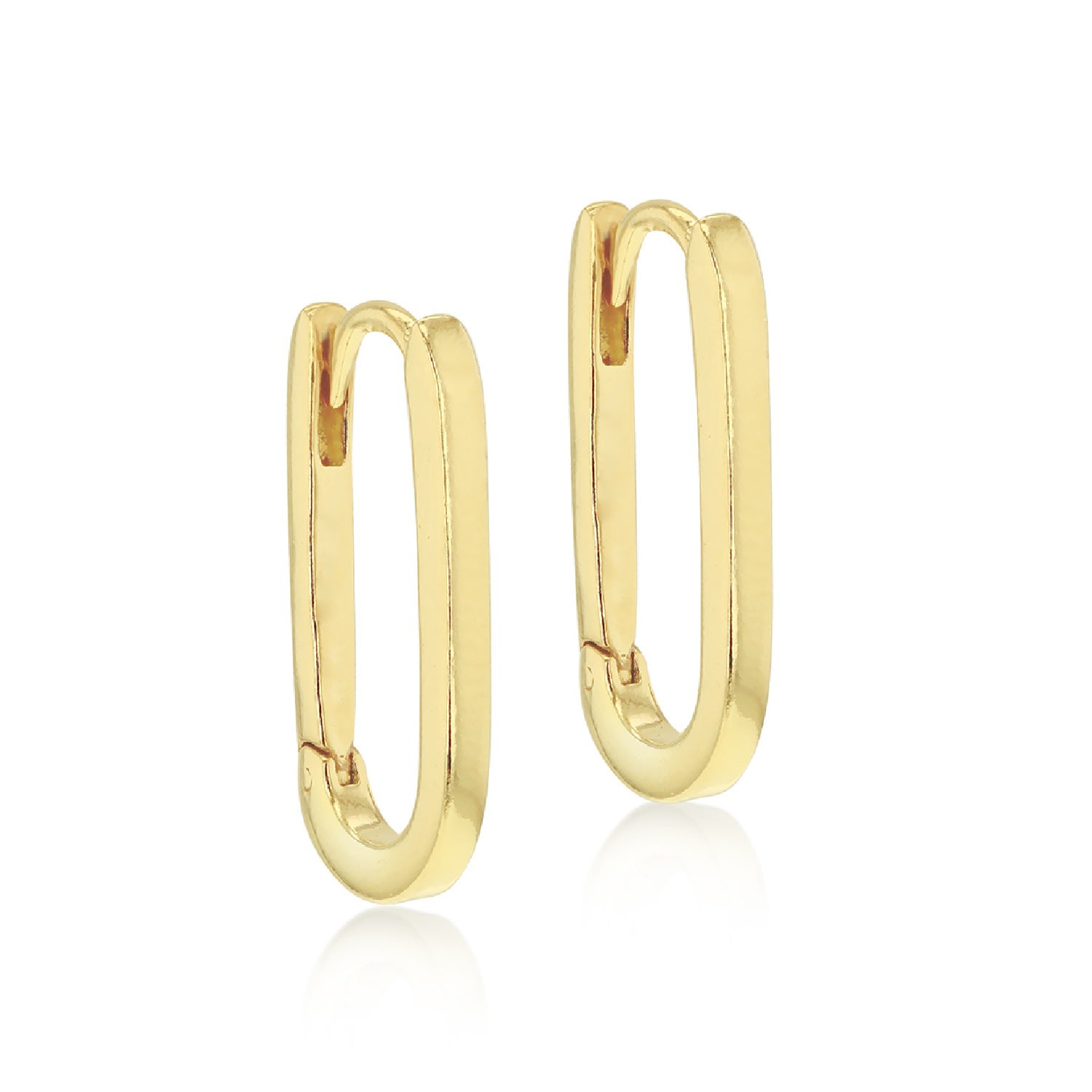 Women’s Gold Plated Hinged Oval Link Hoop Earrings Posh Totty Designs