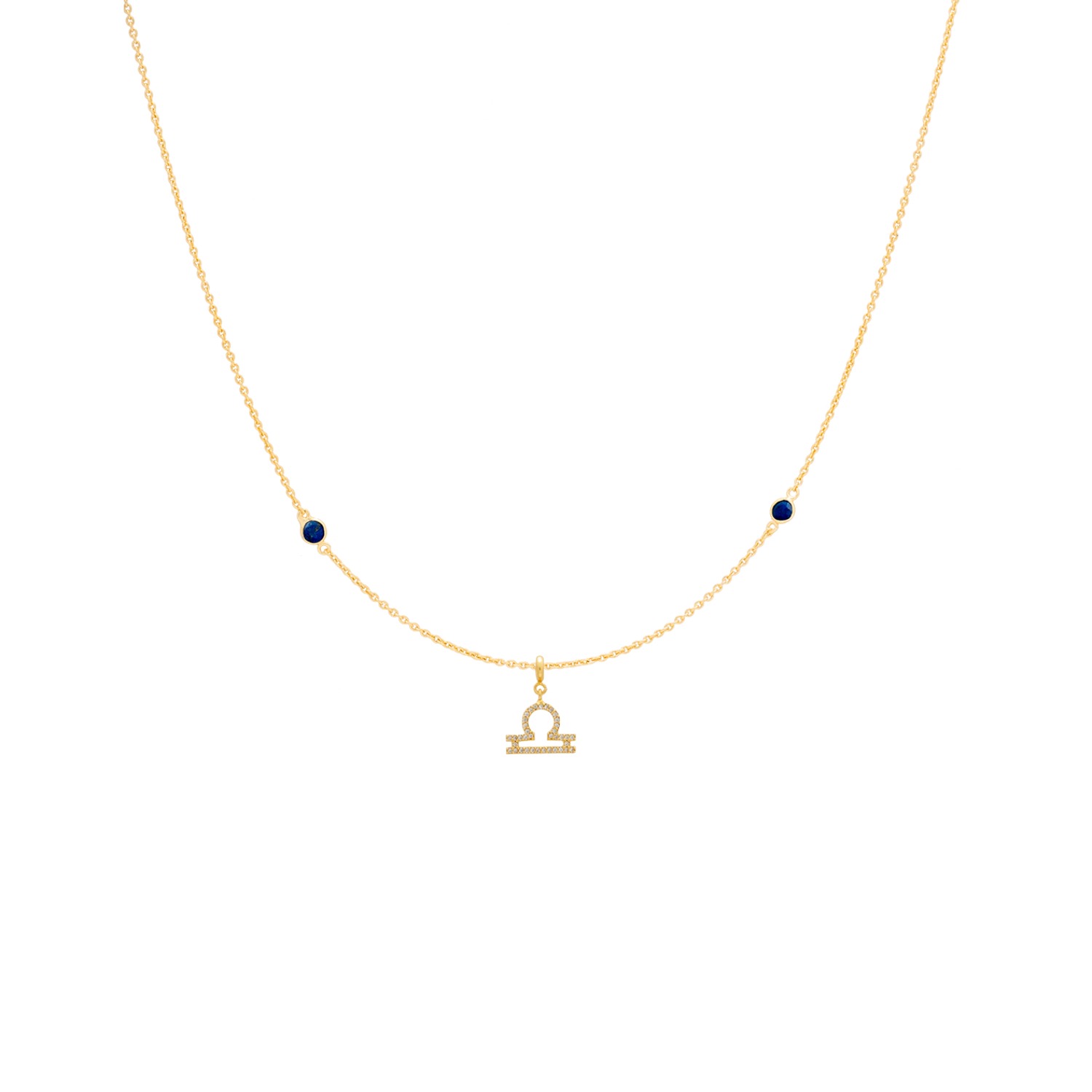 Women’s Gold / Blue Zodiac Horoscope Sign Libra Symbol Necklace Gold Lavani Jewels