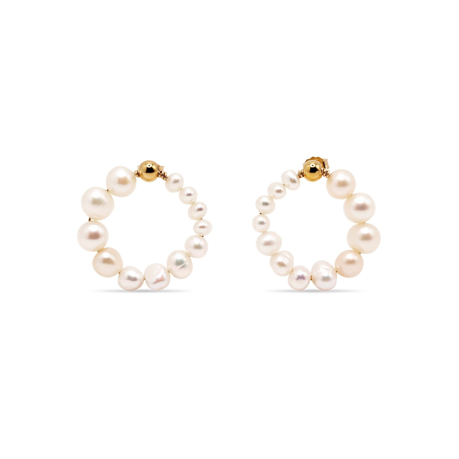 Pas De Marque Women's Gold / White Gold-filled Freshwater Pearl Beaded Earrings La Roue