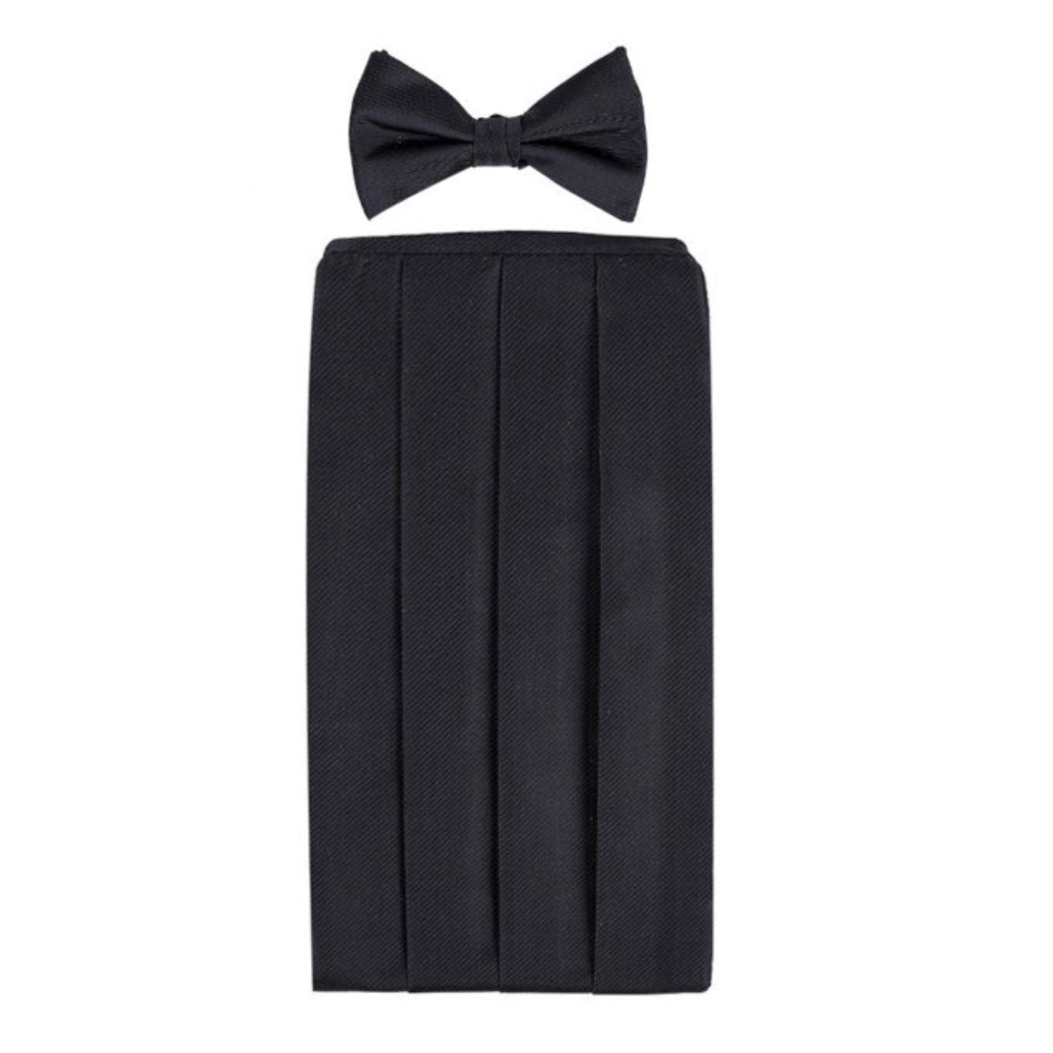 David Wej Men's Wickliffe Bowtie & Cummerbund Set – Black In Black