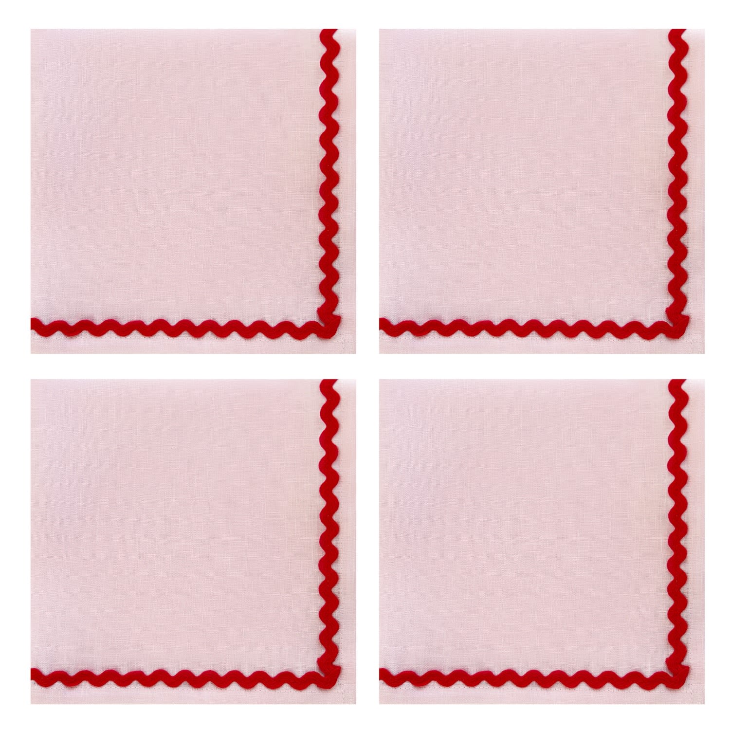 Lilly Loves Red Detail Pink Linen Napkins In Pink
