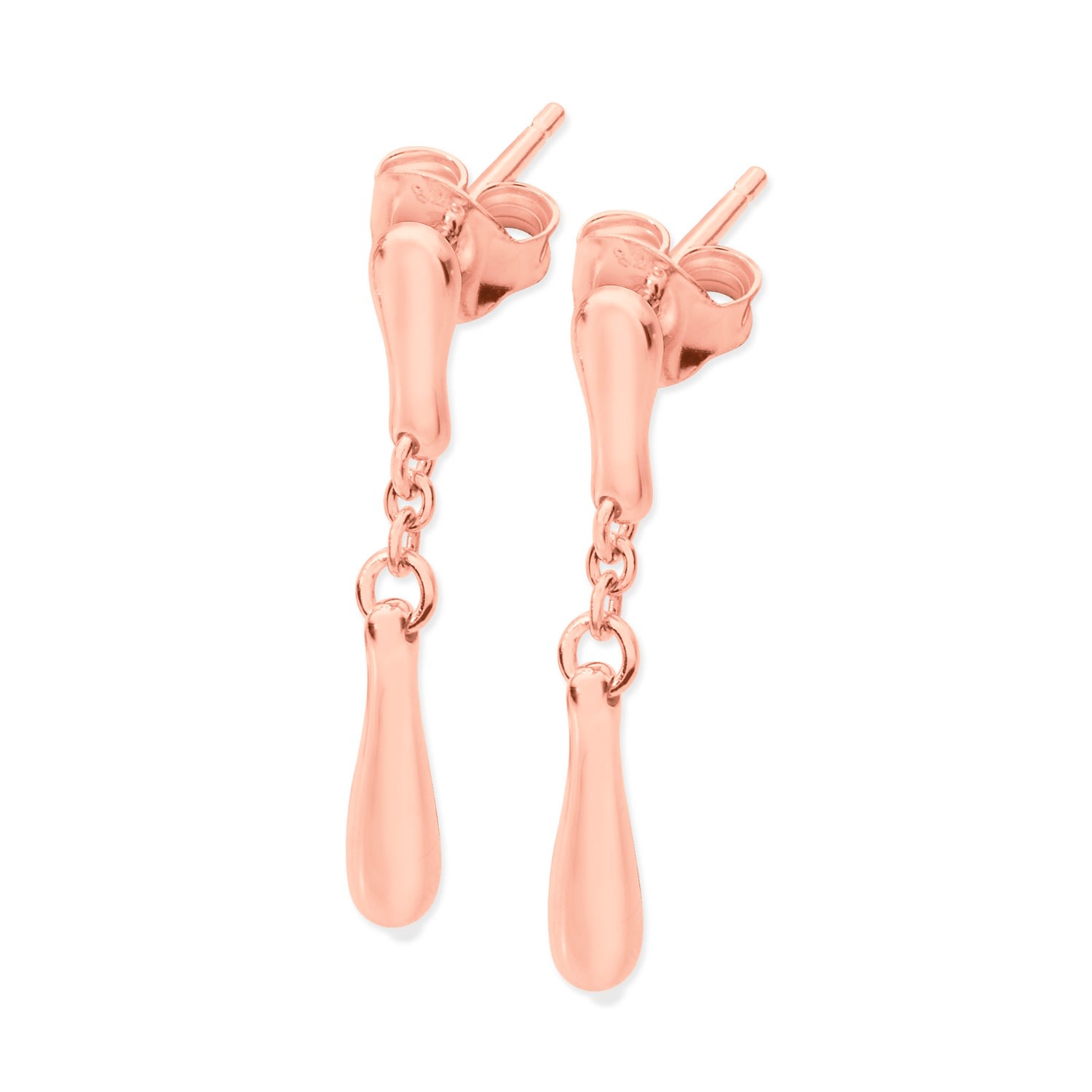 Women’s Falling Drip Earrings In Rose Gold Vermeil Lucy Quartermaine