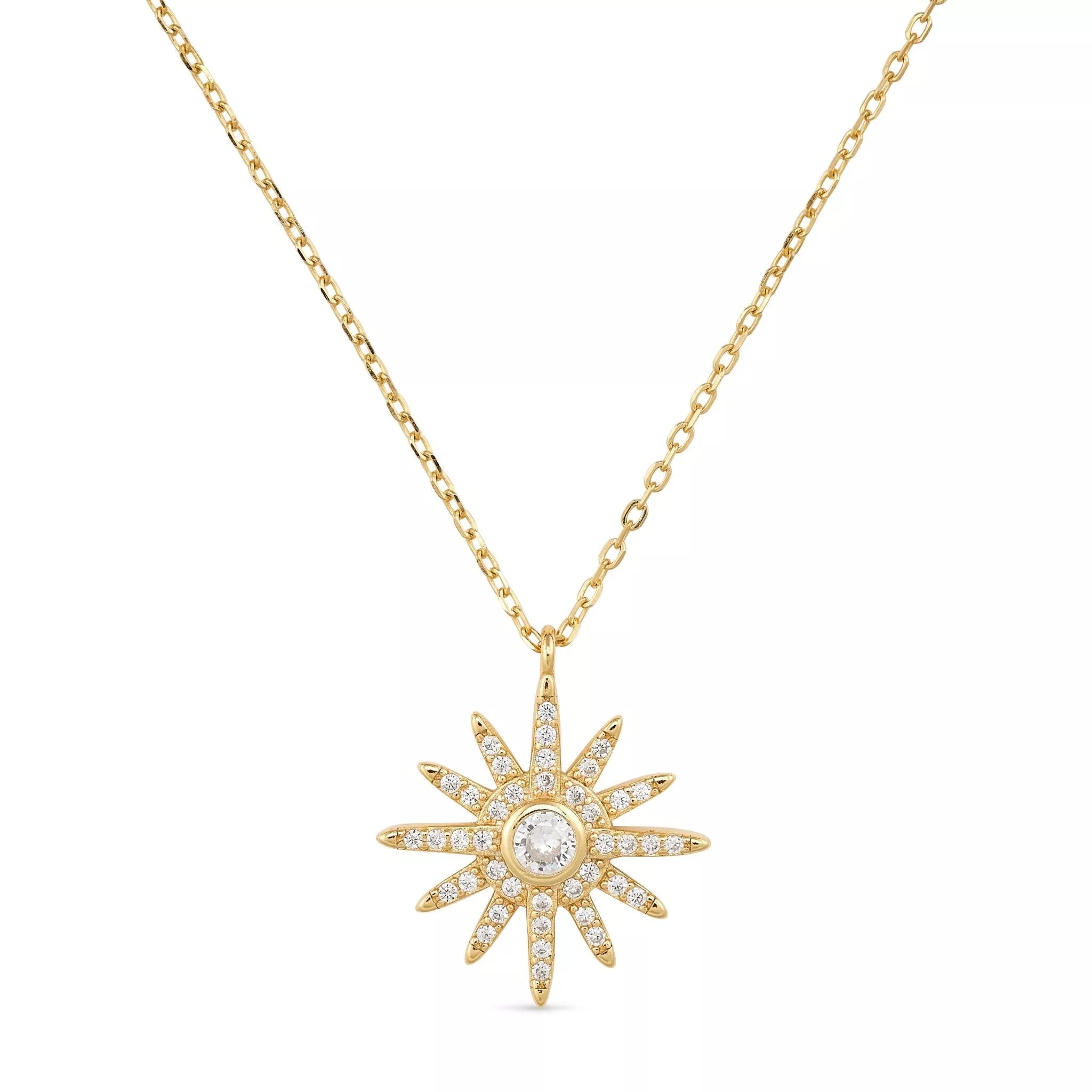 Women’s Dainty Gold Star Sun Necklace Elk & Bloom - Everyday Fine Jewellery