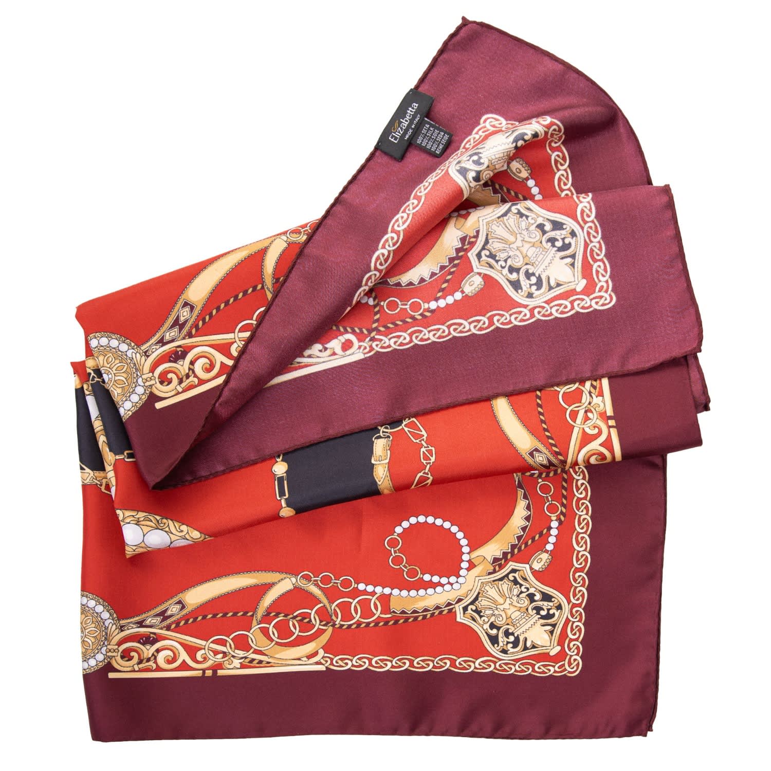 Elizabetta Mens Red Silk Paisley Scarf - Neckerchief - Made in Italy