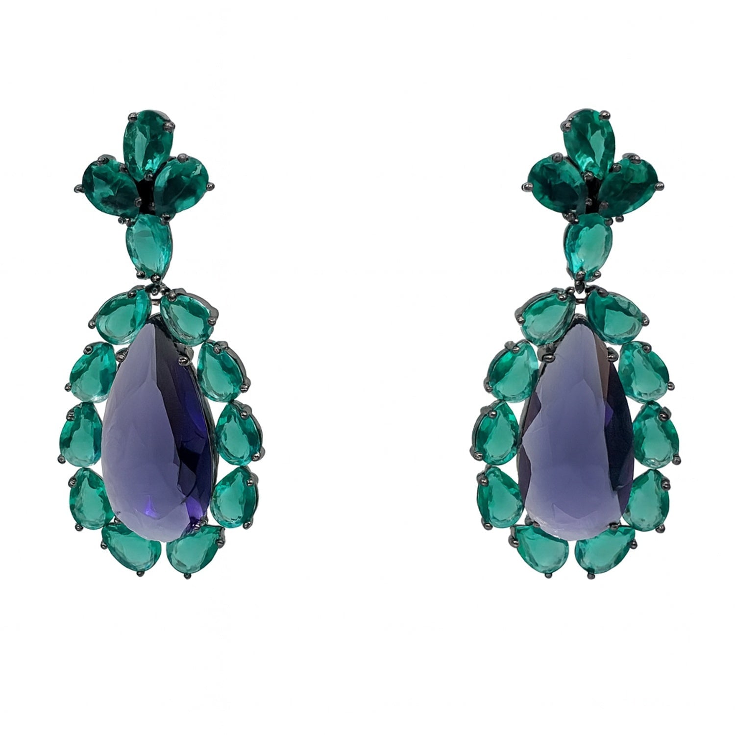 Michael Nash Jewelry Women's Green / Purple Paula Emerald And Amethyst Drop Pierced Earrings In Multi