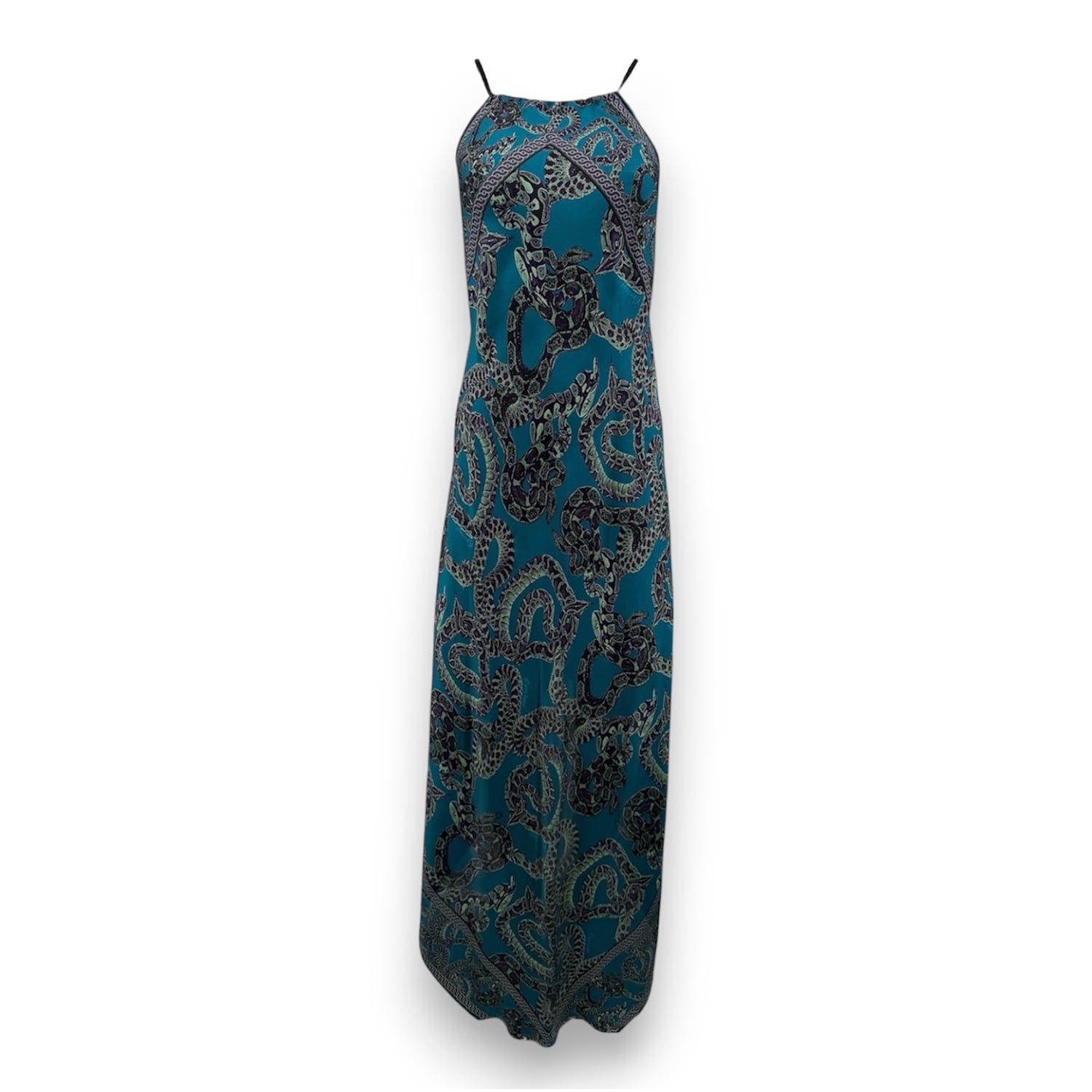 Monzlapur New York Women's Green / Blue Silk Snake Scarf Dress - Maxi - Teal X Mint In Green/blue