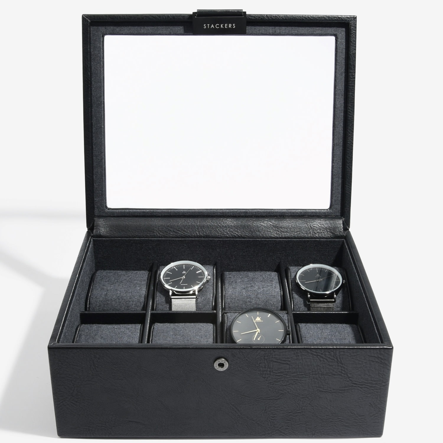Stackers Men's  Eight Piece Watch Box Black In Black
